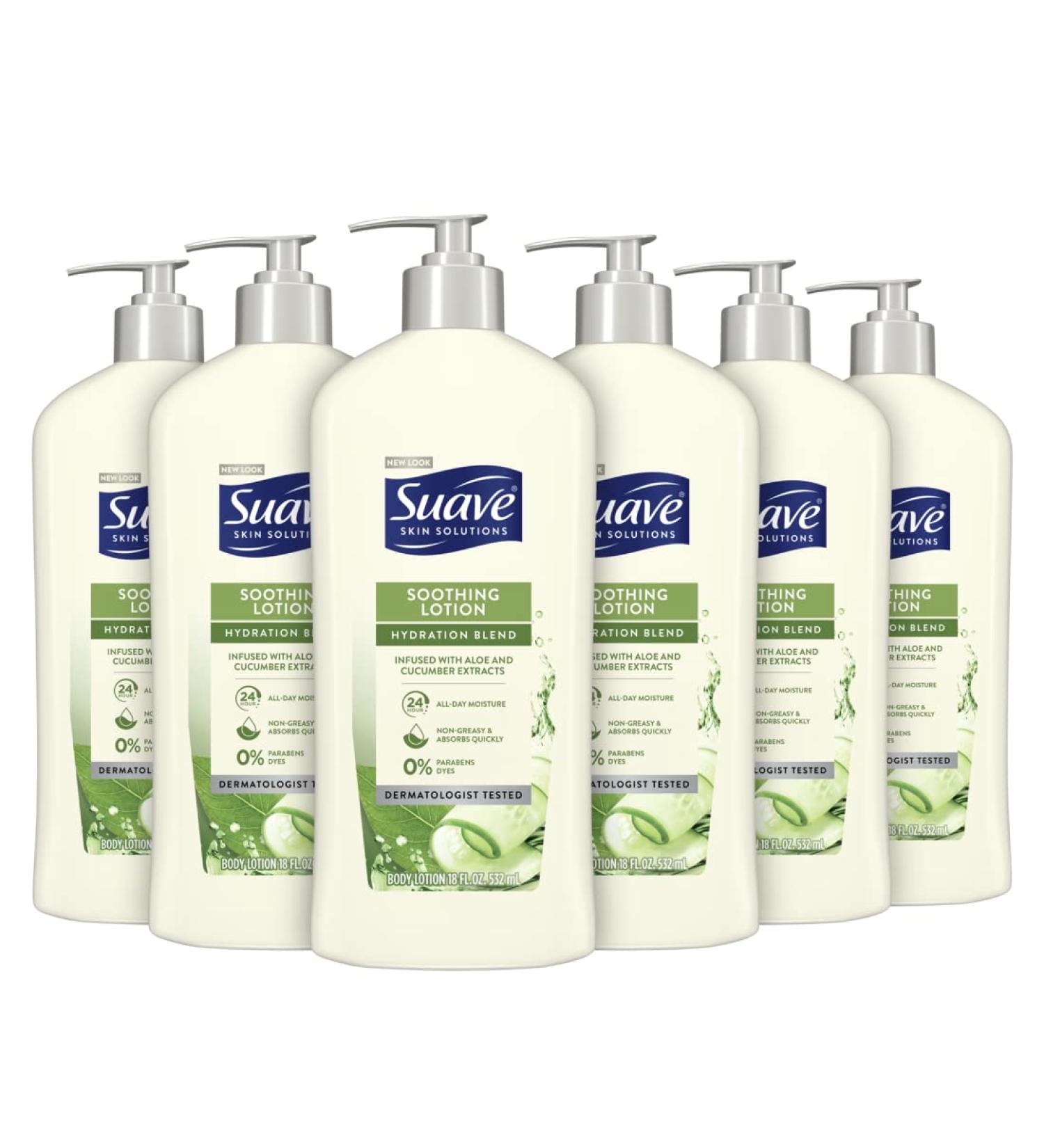 Suave Skin Solutions Body Lotion 18oz - Soothing Aloe - 6 Pack for Ultimate Hydration - International Shipping Available - Buy Online on SooperMarket.com