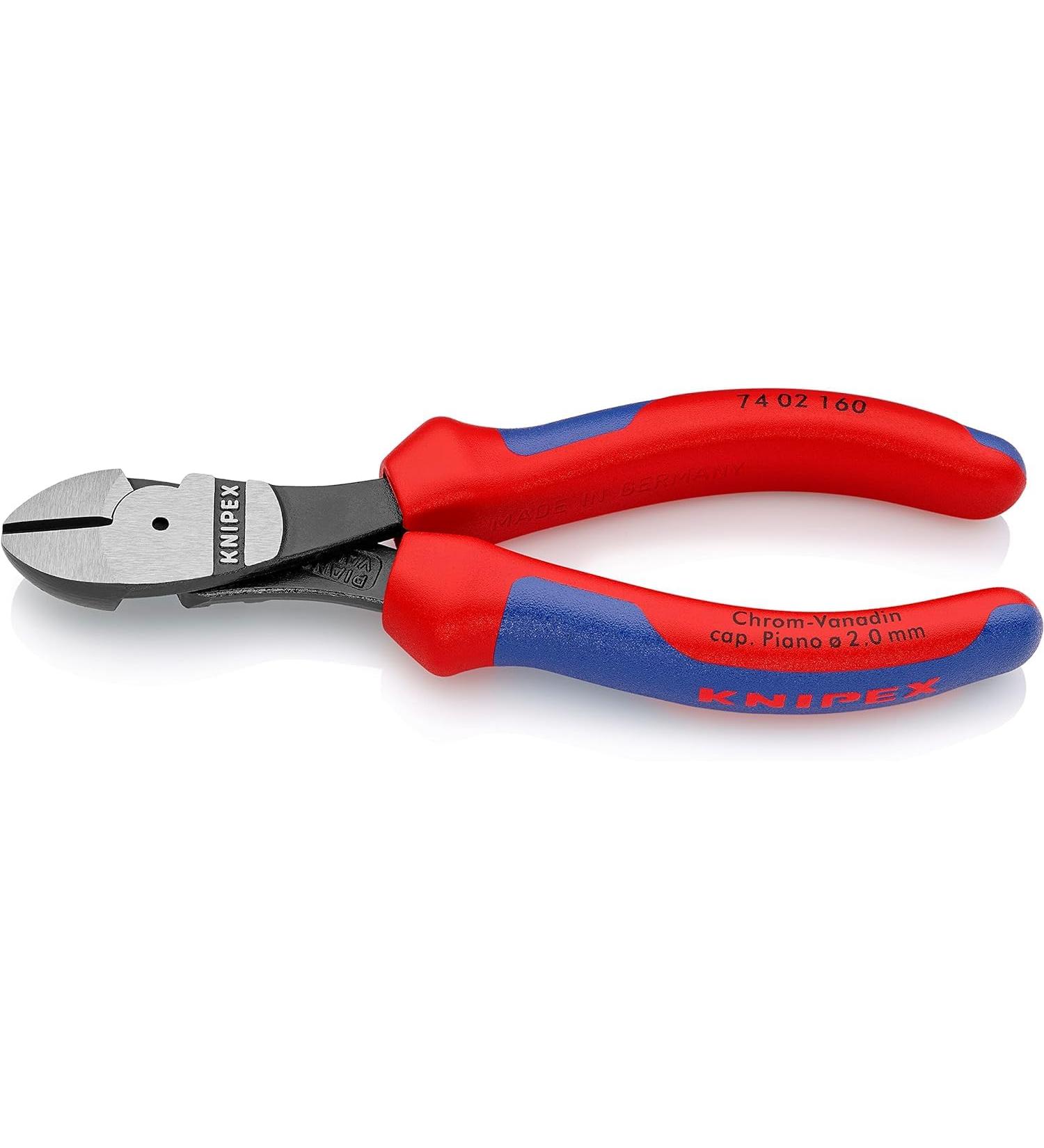 Knipex High Leverage Diagonal Cutter black atramentized with multi-component grips 160 mm (self-service card/blister) 74 02 160 SB Multi-component Grips Blue/Red 160 mm atramentized on self-service card - Buy Online on SooperMarket.com