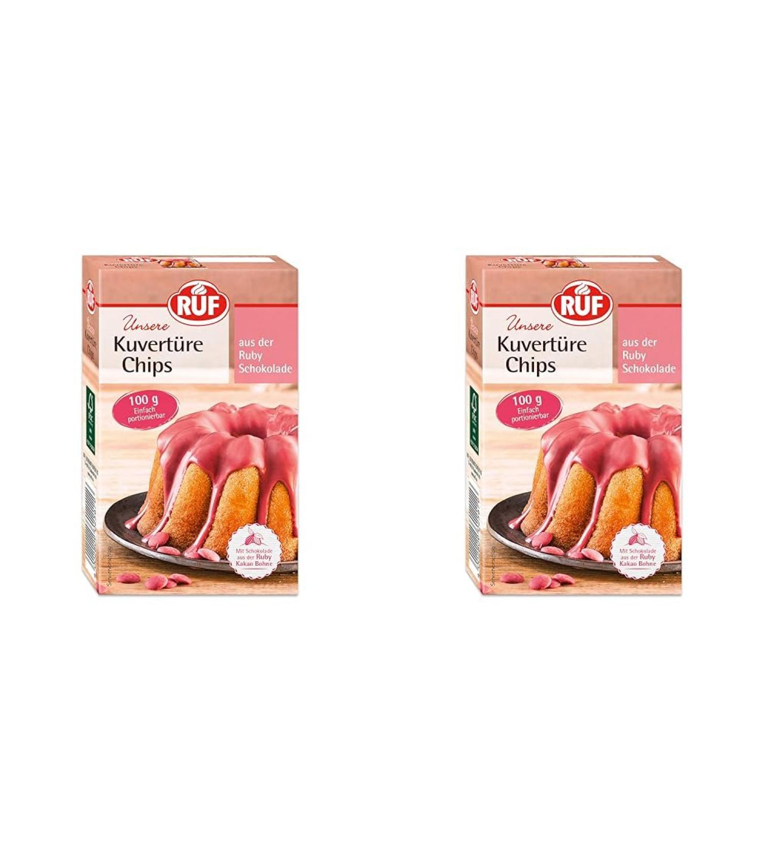Buy Ruby Kupert re Chips - Pink Chocolate for Glazing & Decorating Cakes | Gluten-Free 2 Pack (100g each) - International Shipping Available - Buy Online on SooperMarket.com