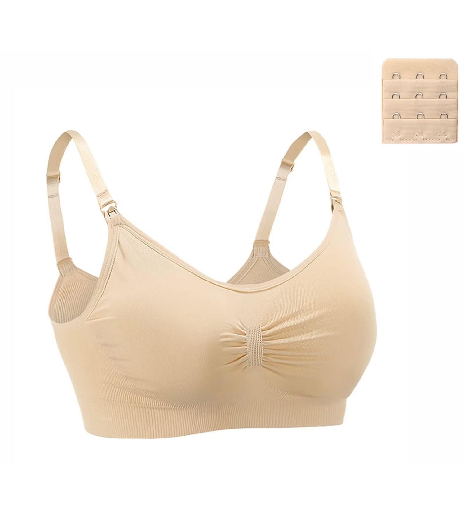Dreamburn Maternity Nursing Bra | Wireless Seamless Comfort | Breastfeeding Bras with 4 Rows Adjust Hook | Removable Spill Prevention Pads | Includes Extenders | M 1*beige Style1 - Buy Online on SooperMarket.com