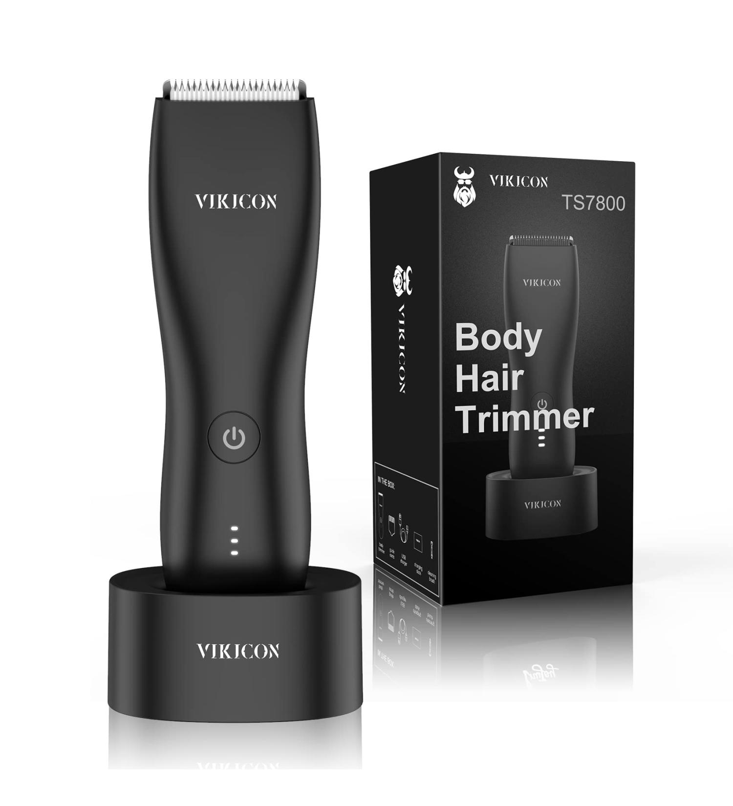 VIKICON Electric Groin Hair Trimmer and Body Groomer for Men - Waterproof Wet/Dry Hair Clippers with Replaceable Ceramic Blades - Male Hygiene Razor - Buy Online on SooperMarket.com