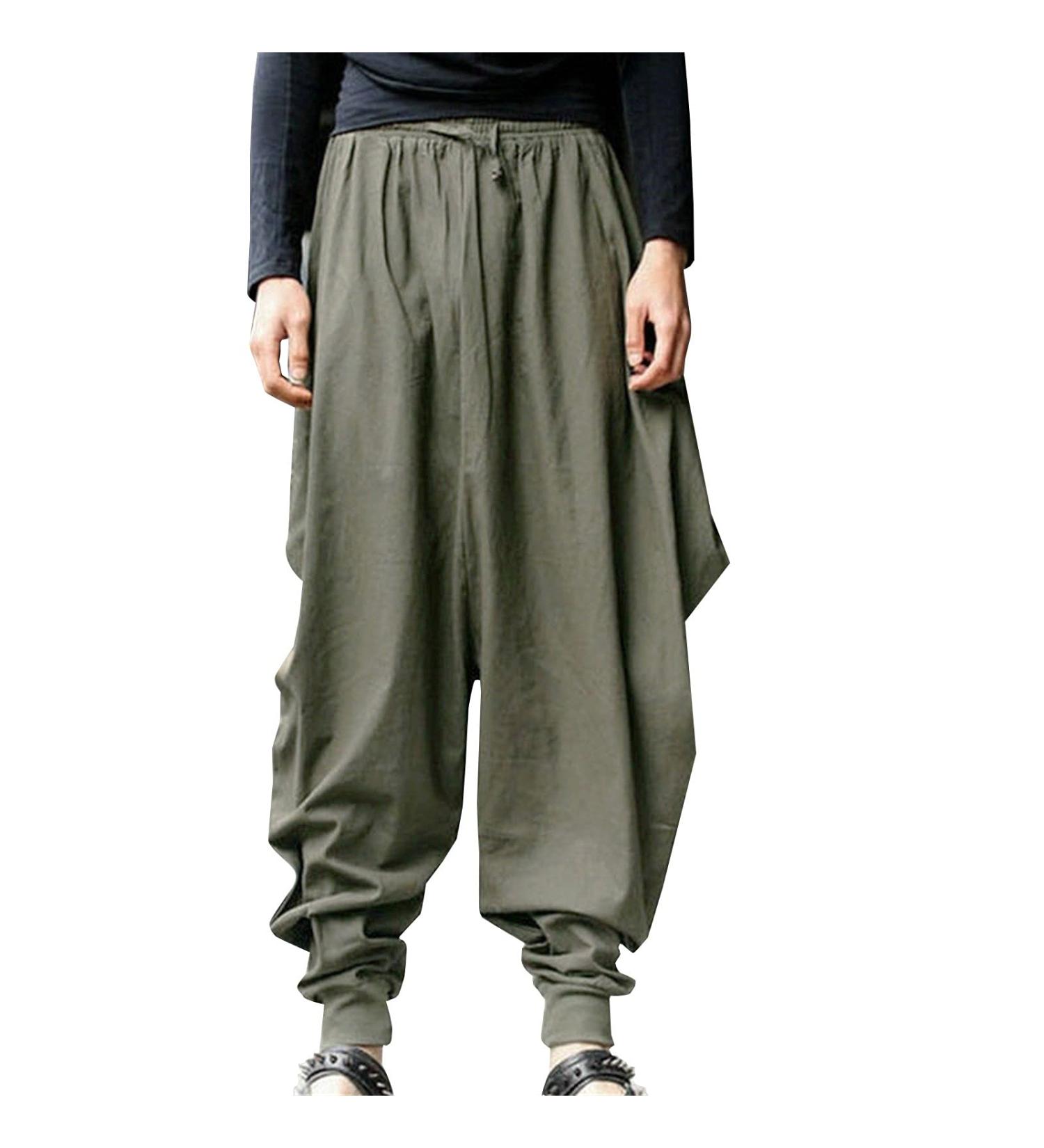Mens Casual Elastic Waist Yoga Harem Pants - Army Green X-Large - Buy Online on SooperMarket.com