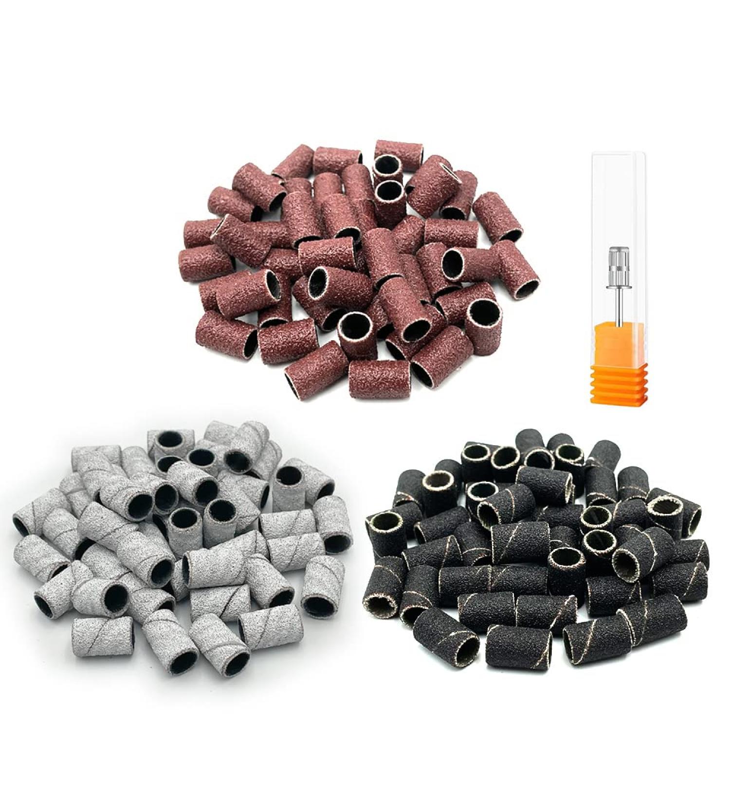 LICQIC 150Pcs Nail Sanding Bands 80#120#180# Grit 3 Colors with Nail Drill Bit - Manicure & Pedicure Care Tools - Buy Online on SooperMarket.com