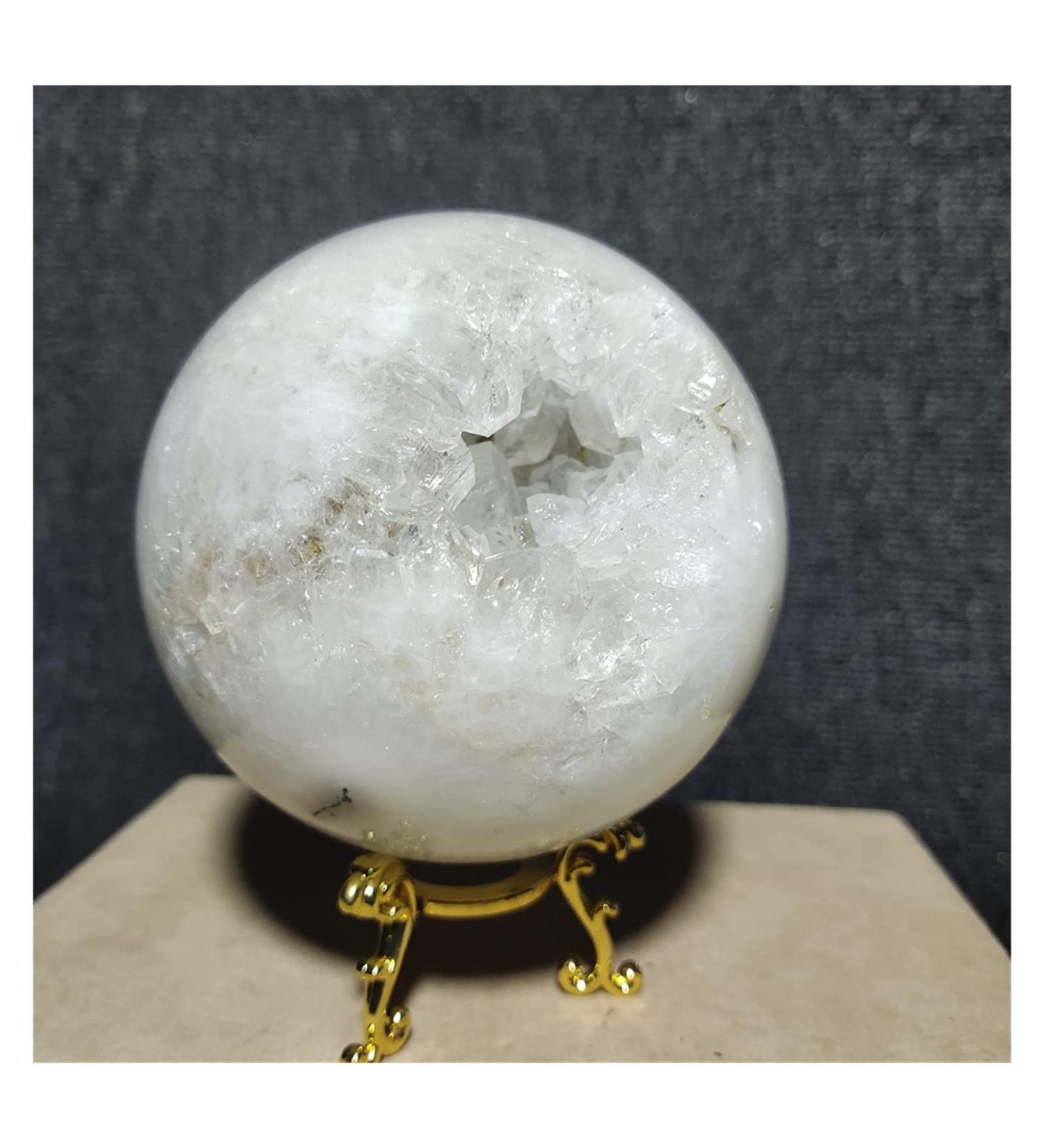Natural Crystal Rough Natural Sphere Natural White Crystal Cave Moss Water Grass Agate Ball Feng Shui Reiki Home Decoration 1pc 1100-1200g - Buy Online on SooperMarket.com