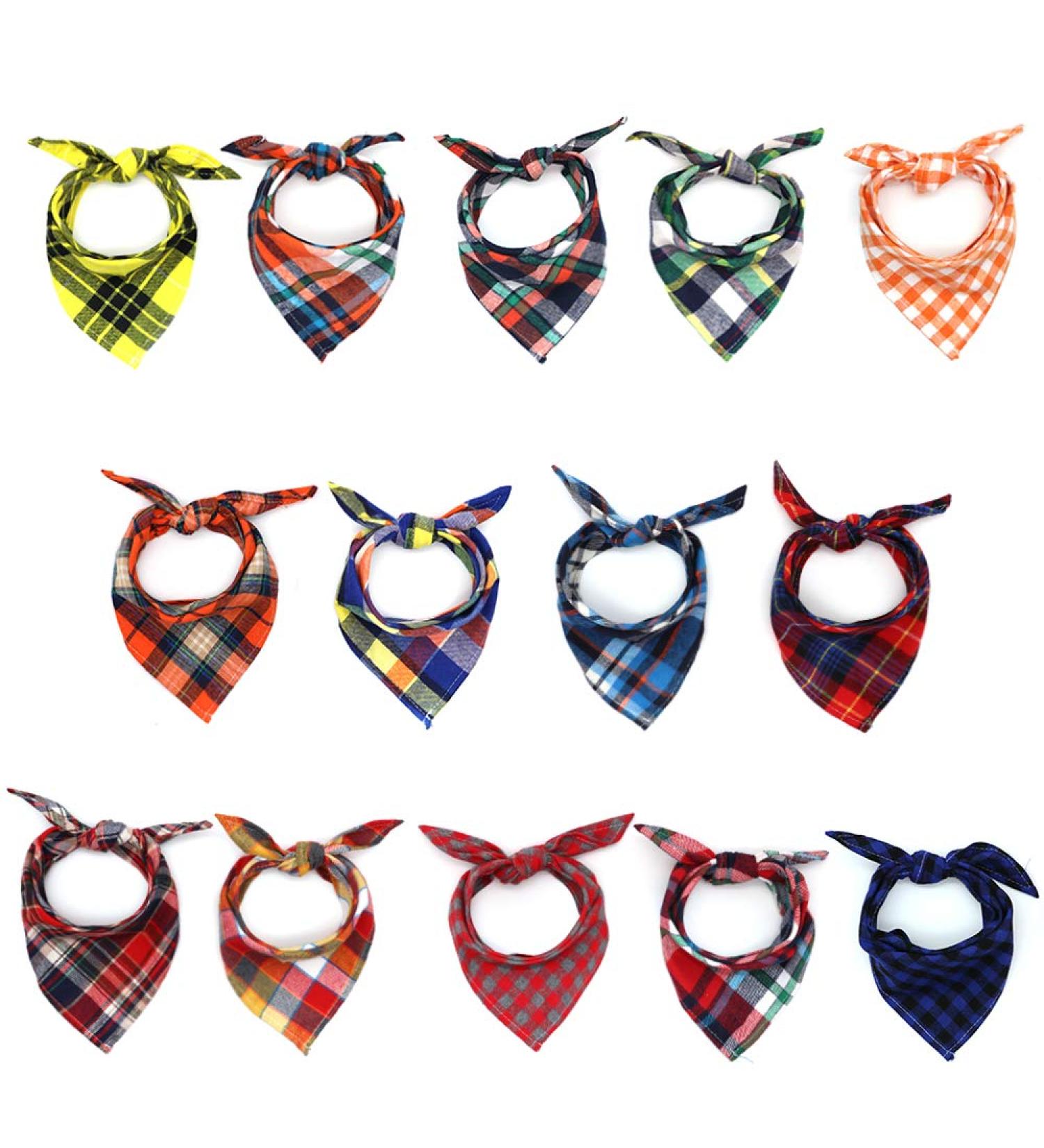 SLSON 14 Pack Dog Bandanas Plaid Dog Scarf Washable Triangle Pet Bibs Kerchief for Puppy Small Dog and Medium Dog Cat Pets - Buy Online on SooperMarket.com
