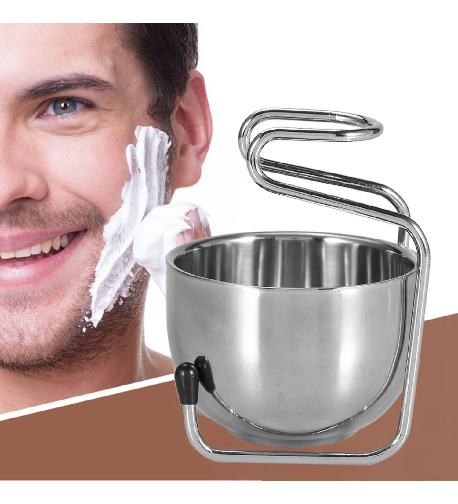 Premium 2 PCs Shaving Brush Stand Set - Stainless Steel Holder & Bowl Grooming Kit | Perfect Gift for Men - Buy Online on SooperMarket.com