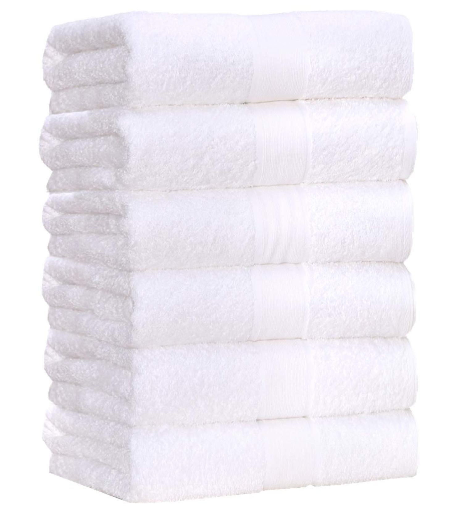 Aibaser Bamboo Cotton Bath Towels - 27x54 inch - 6 Piece Set - Ultra Absorbent - White Bath Towels - Buy Online on SooperMarket.com