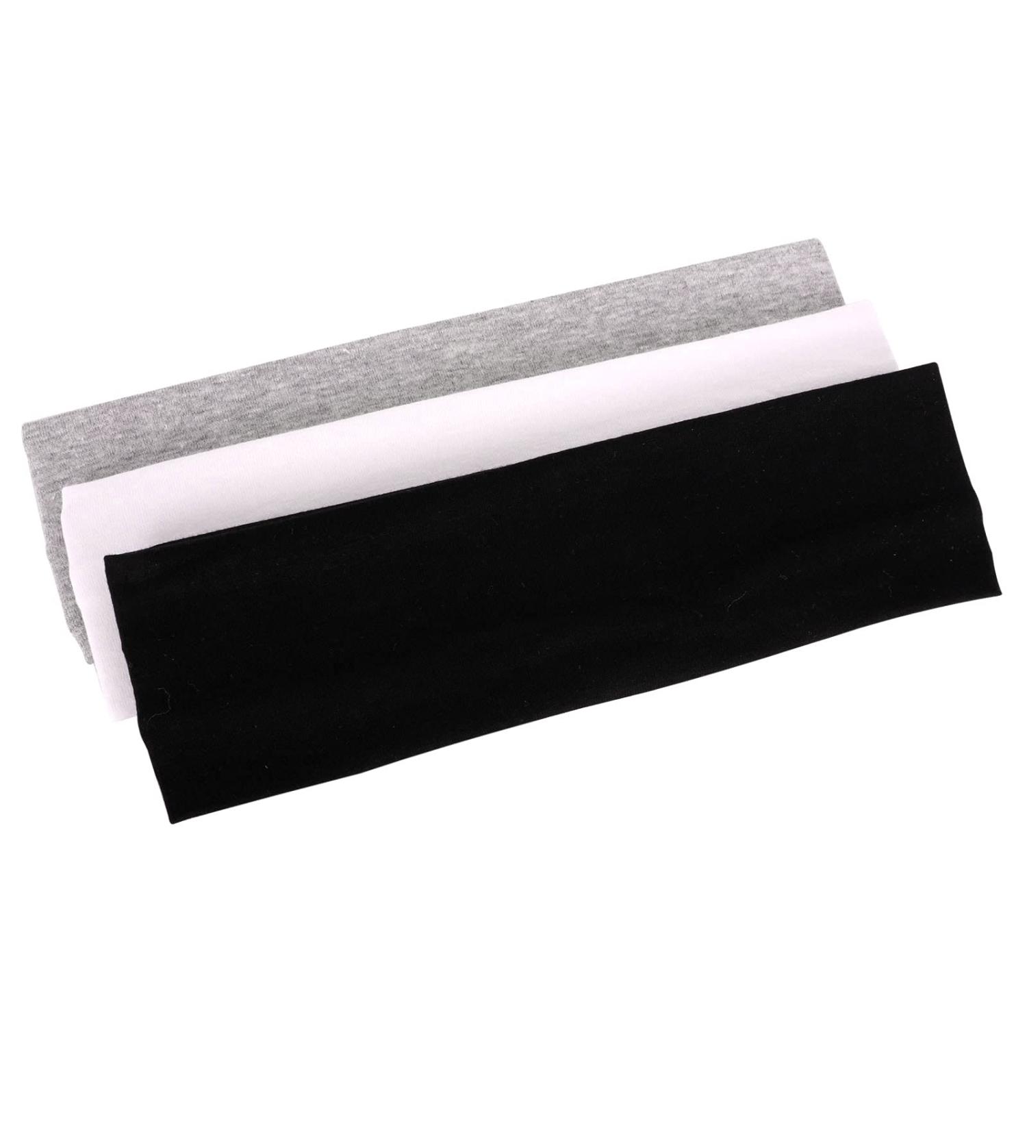 MapofBeauty 3 Pack Stretchy Cotton Yoga Headbands for Sports and Gym (Solid Color) - Buy Online on SooperMarket.com