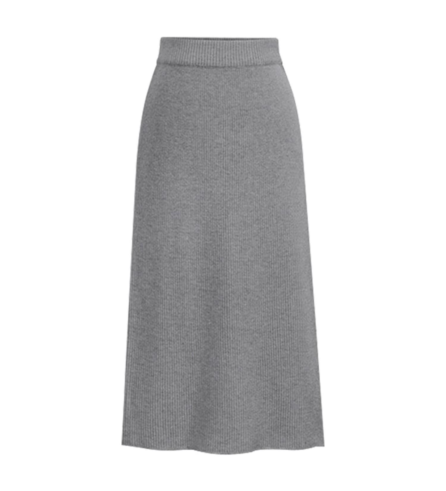 Sanahy Women's Ribbed Knit Split Midi Skirt - XL Gray | High Waist Bodycon Business Pencil Skirt - Buy Online on SooperMarket.com