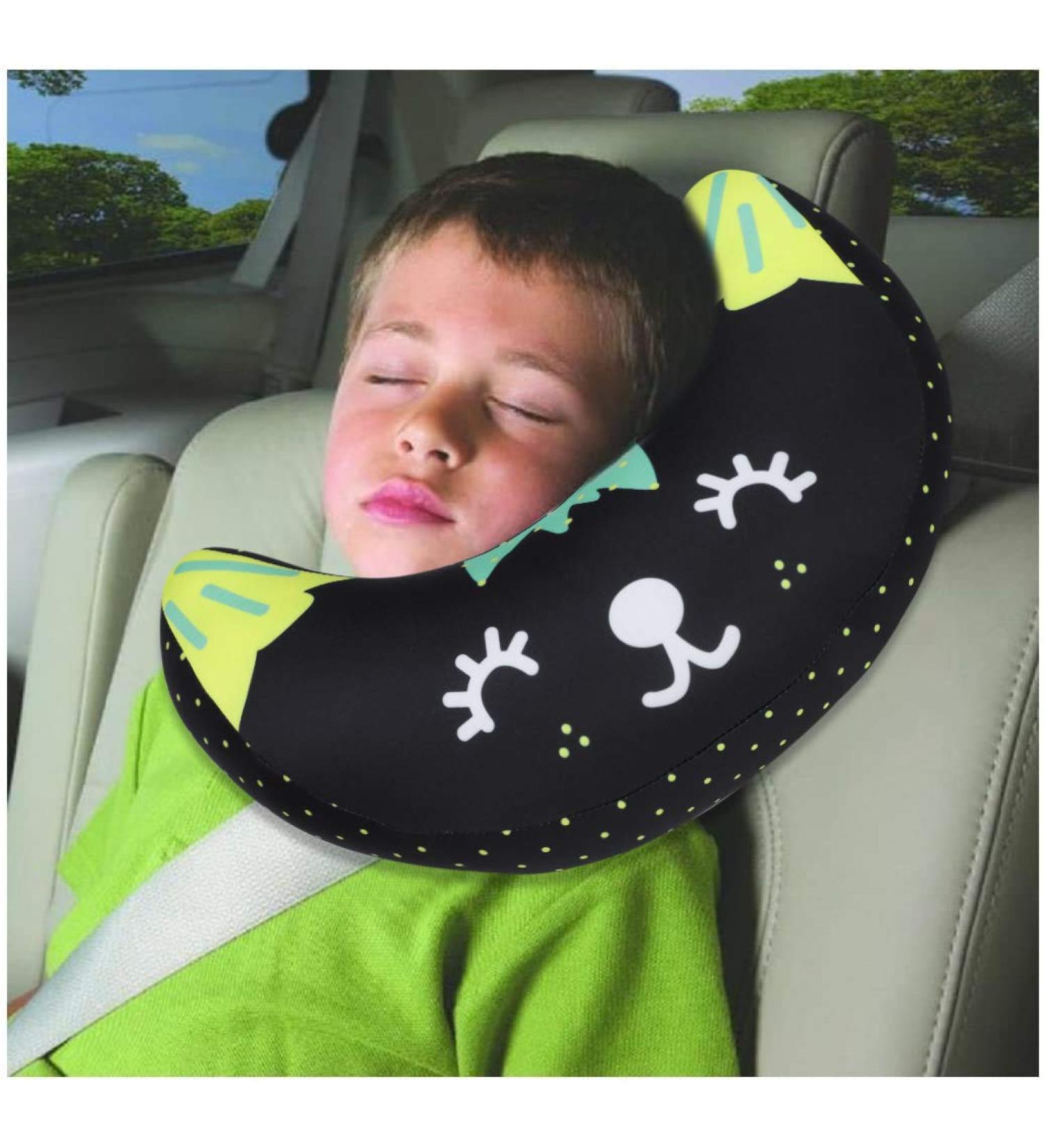 Kids Car Seat Belt Cover - Soft Cushioned Shoulder Pad for Safety & Comfort | Universal Fit Travel Pillow & Neck Support for Children | Black - Buy Online on SooperMarket.com