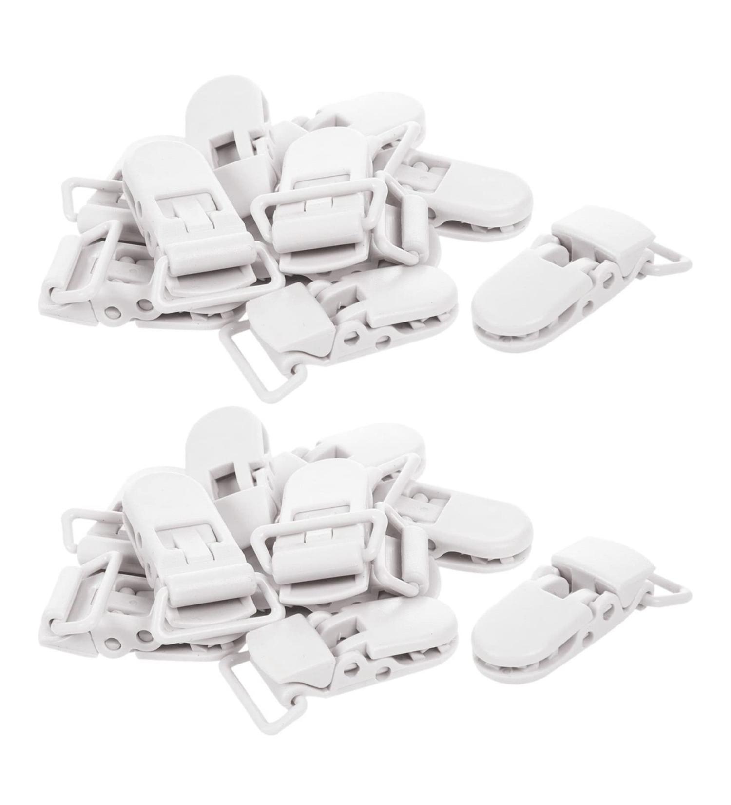 Fivetwofive 20Pcs Baby T-Shape Plastic Pacifier Clips - Soother Dummy Badge Holder - White | International Shipping Available - Buy Online on SooperMarket.com