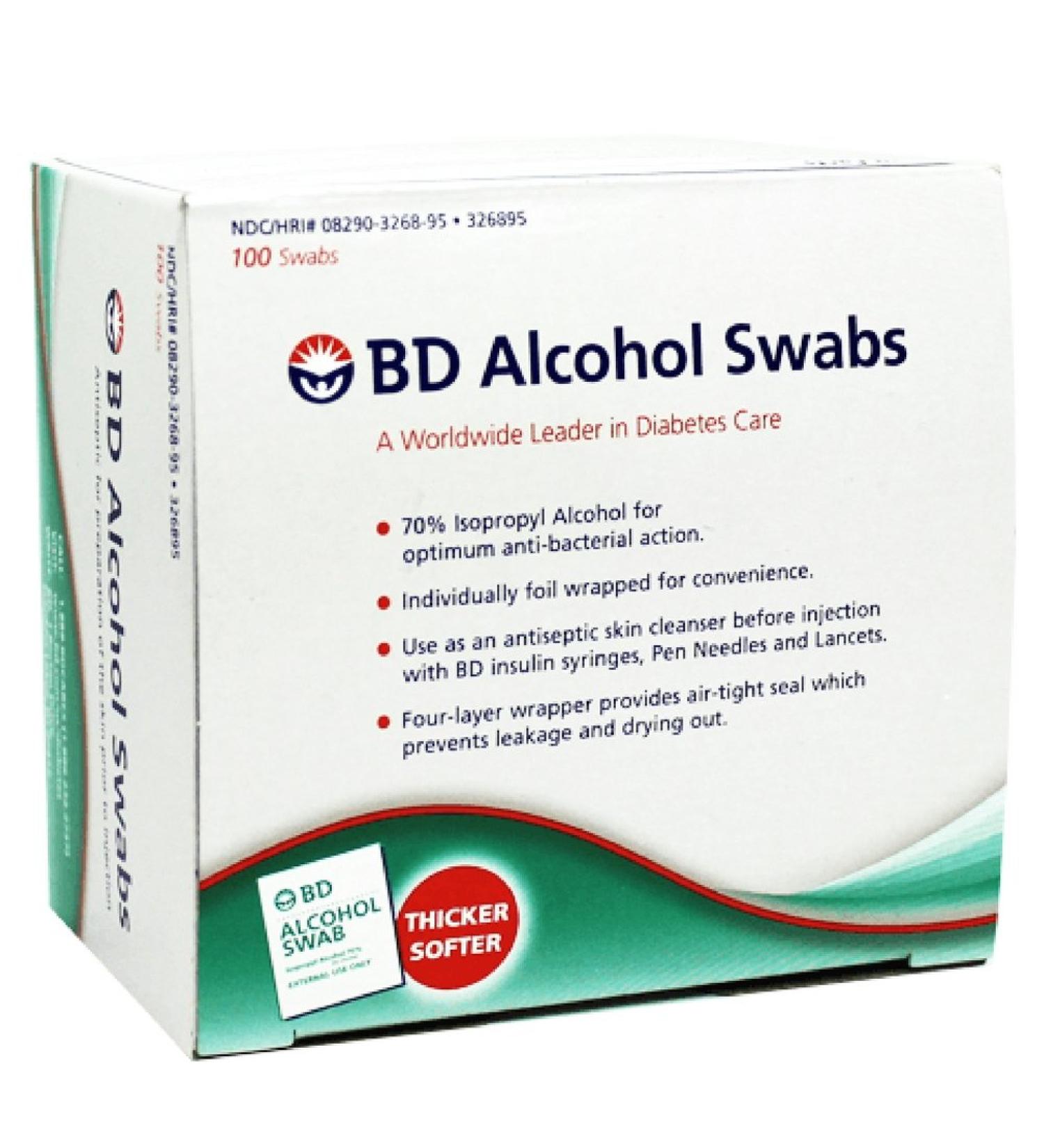 BD Alcohol Swabs 100 Each (Pack of 6)