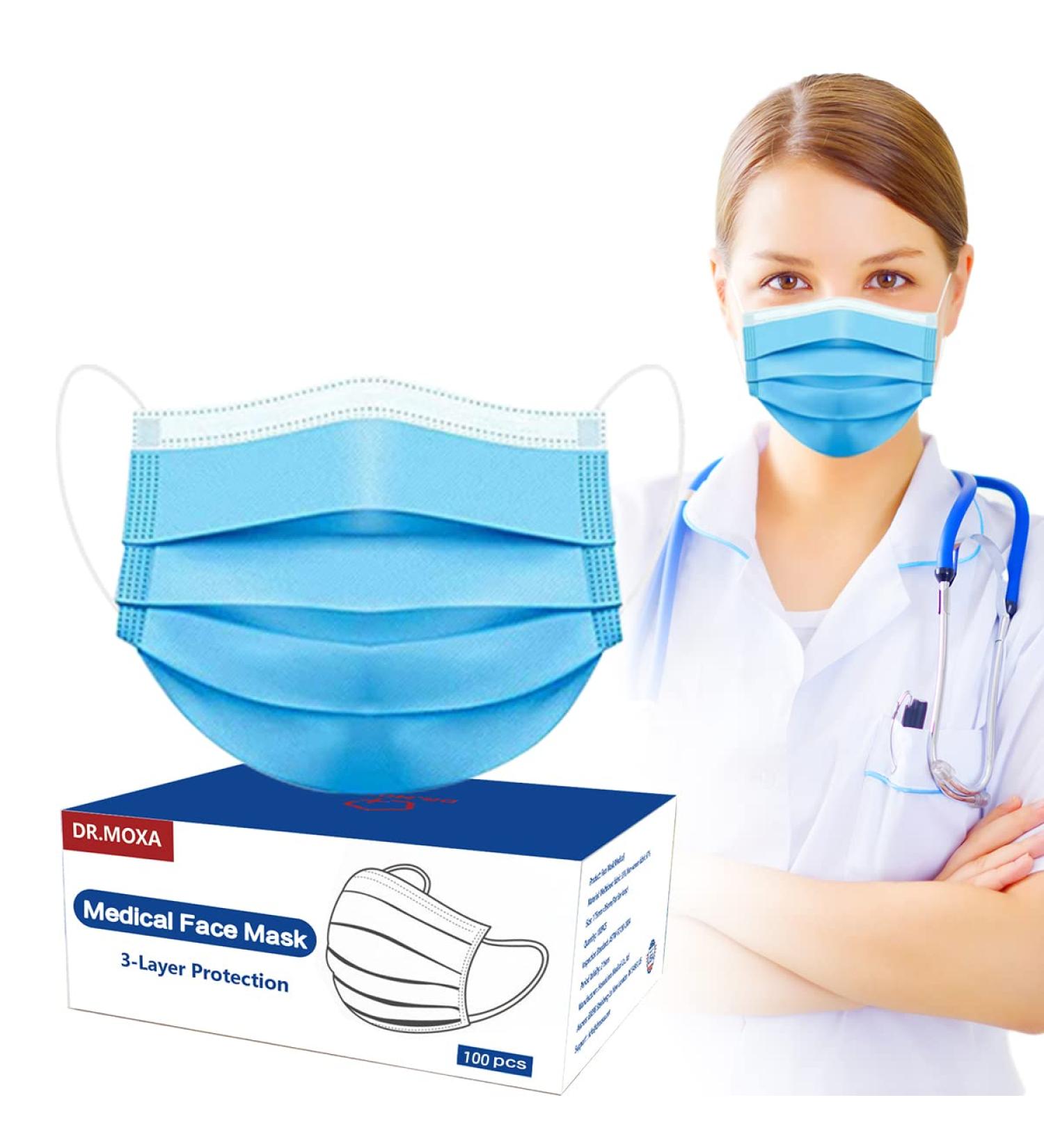 100 Pack Made in USA Disposable Face Masks - Medical Grade 3 Ply Protection for Adults - Soft & Breathable - Buy Online on SooperMarket.com