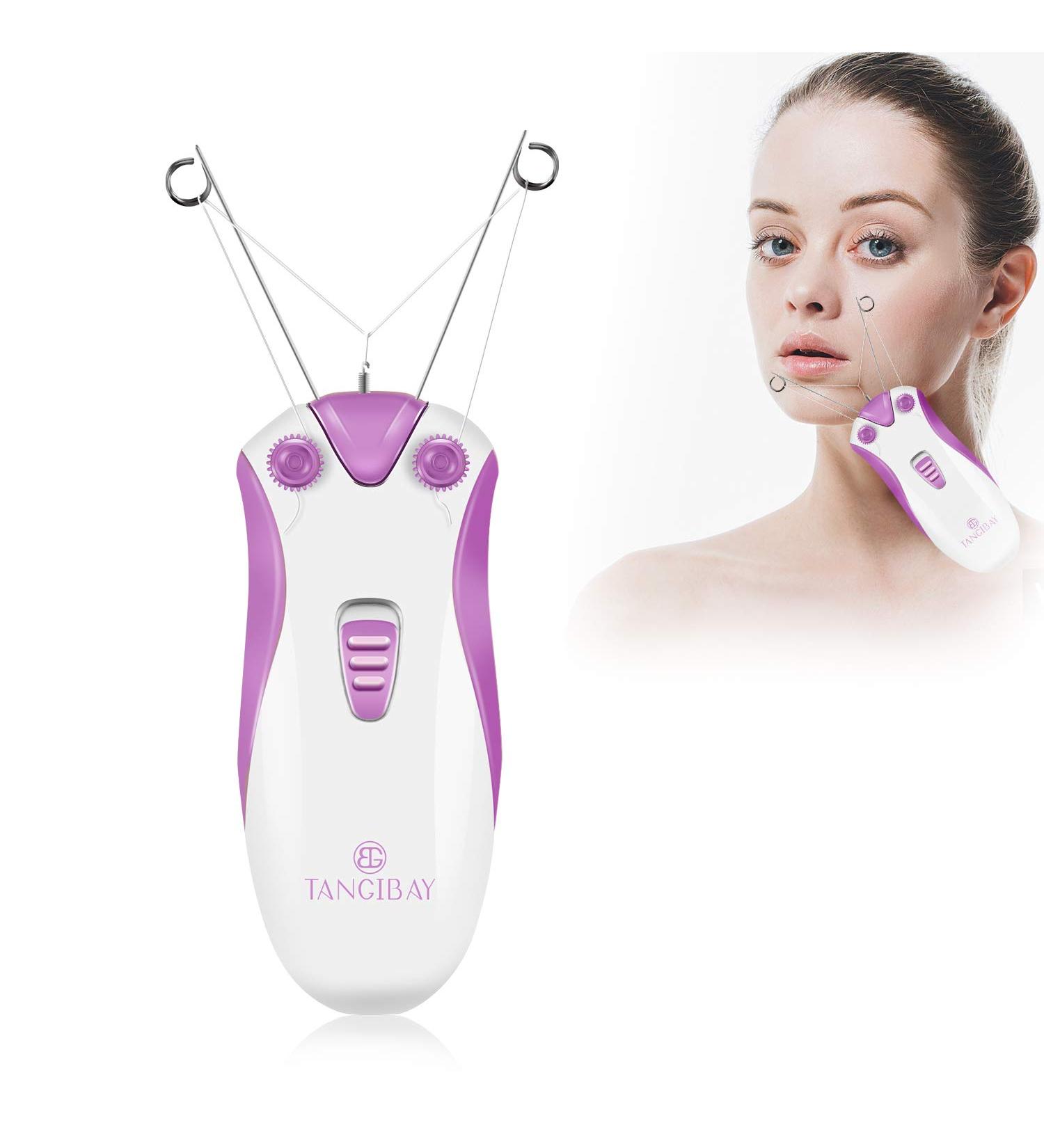 Rose Red Cordless Electric Facial Threading Hair Removal for Women - Rechargeable Face Hair Remover for Vellus Hair on Face & Chin - Buy Online on SooperMarket.com