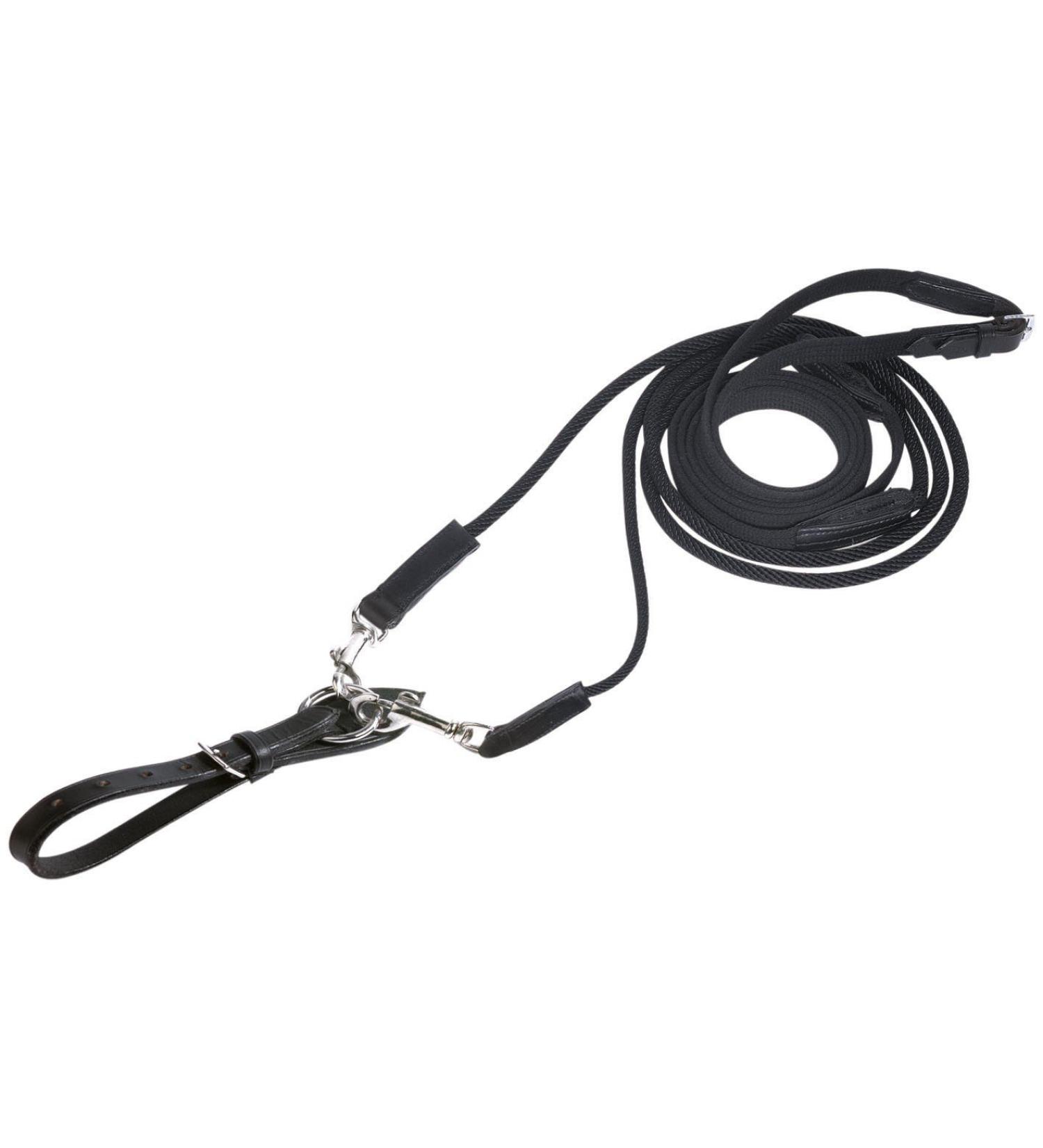 Busse draw reins basic cord black fitting: nickel-plated pony