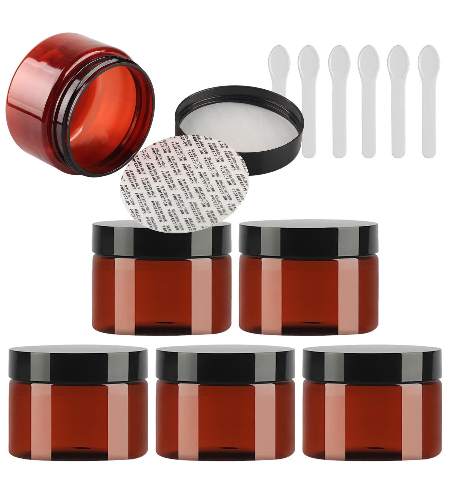 Buy Tianzd 6pcs 150ml Brown Plastic Cream Cans with Black Lids - Empty Cosmetic Containers & Spatulas for International Shipping - Buy Online on SooperMarket.com