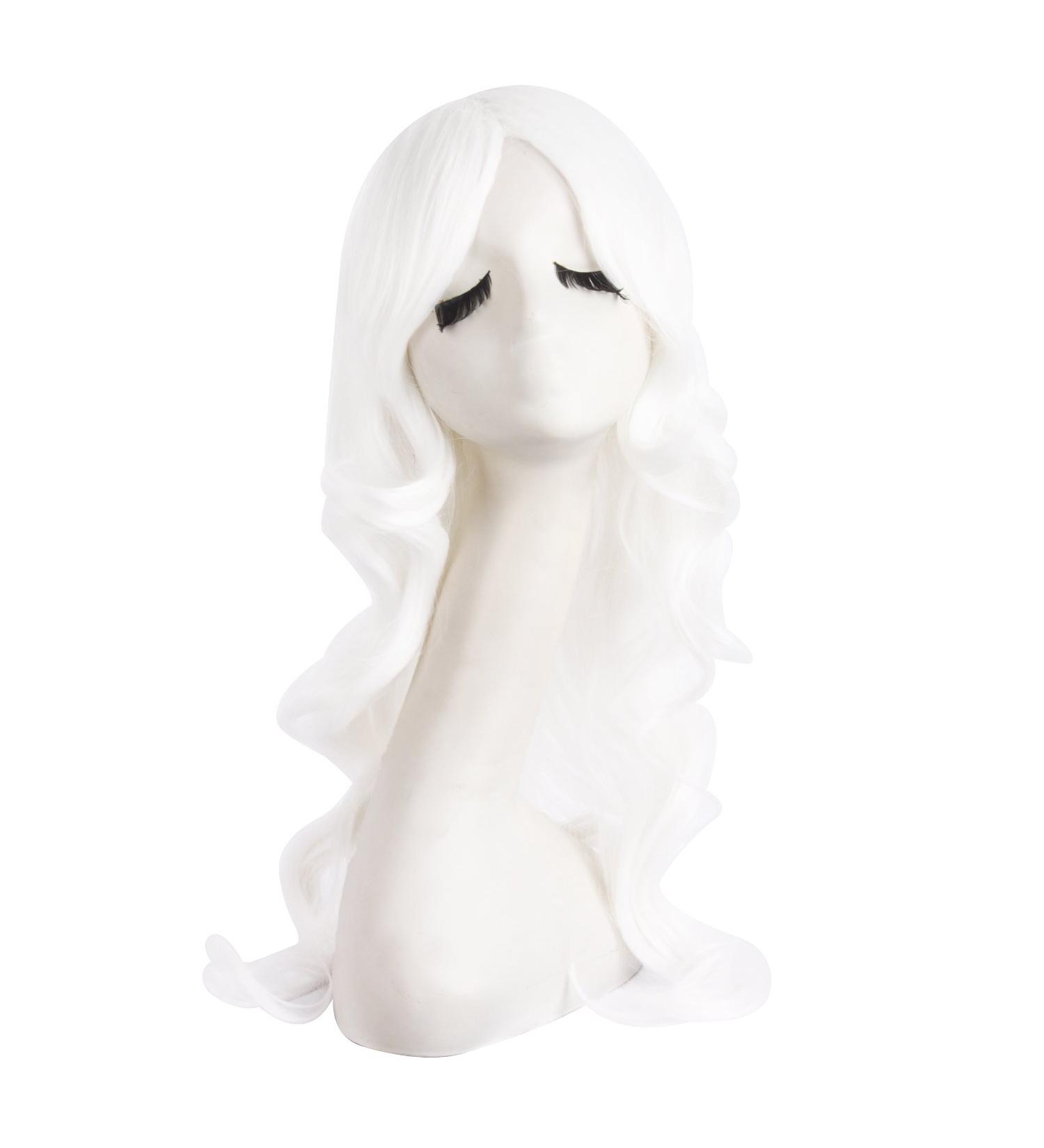 MapofBeauty Charming Long Wavy Hair Wig - Women's Party Full Wig in White - Buy Online on SooperMarket.com