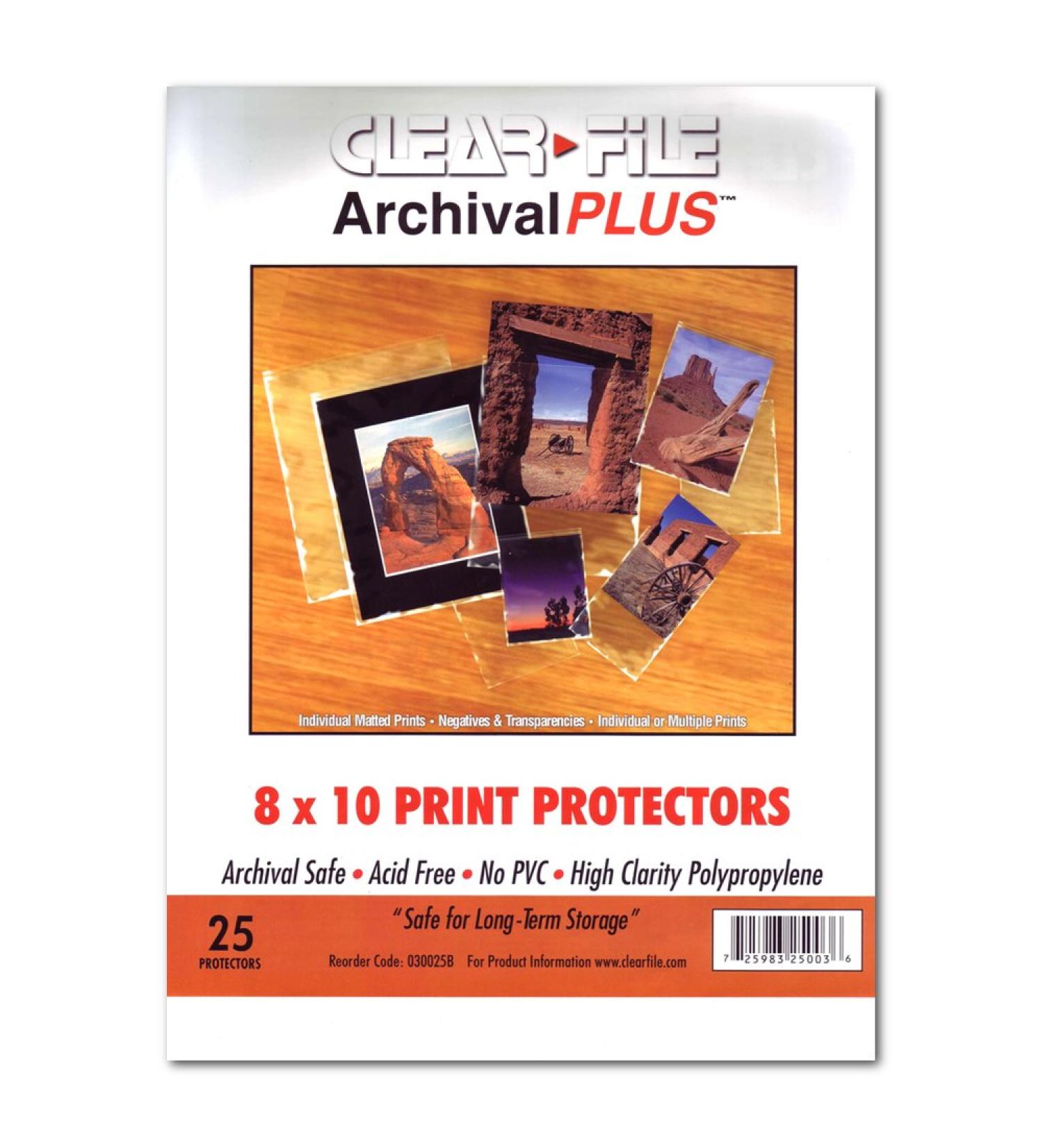 Clear File - Archival Photo Print Protectors - 8" X 10" - 25 Pack - 030025B