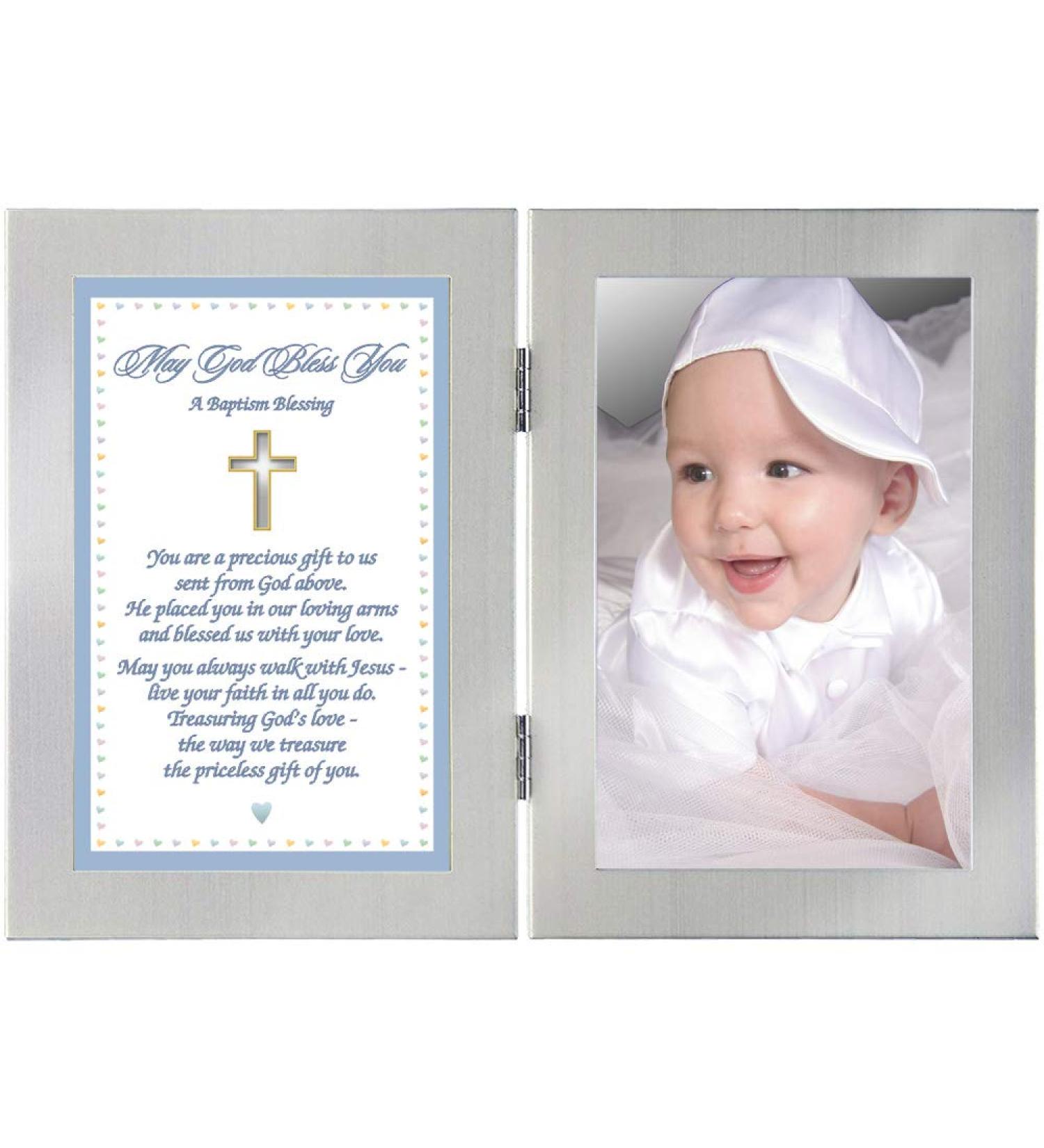 Baptism Blessing Card in Frame for Baby Boy - Includes 4x6 Inch Photo Slot - Buy Online on SooperMarket.com