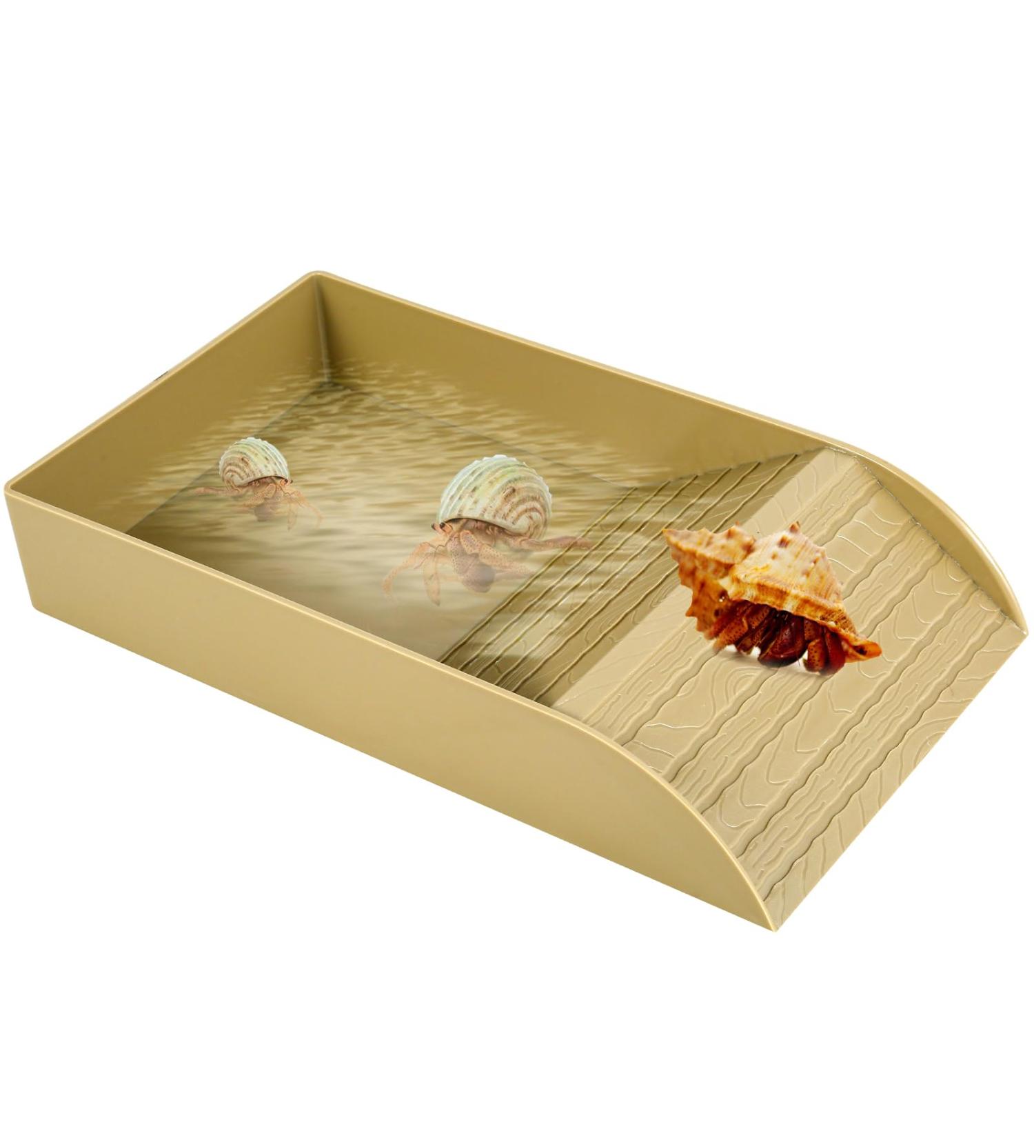 Tortoise Water Dish Tortoise Bath Dish 30.5x14.8x5.8cm Anti Slip Reptile Pool Bowl with Ramp Reptile Feeding Box Dish Plastic Turtle Water Bowl Tortoise Habitat Accessories for Basking Feeding Wood Small - Buy Online on SooperMarket.com