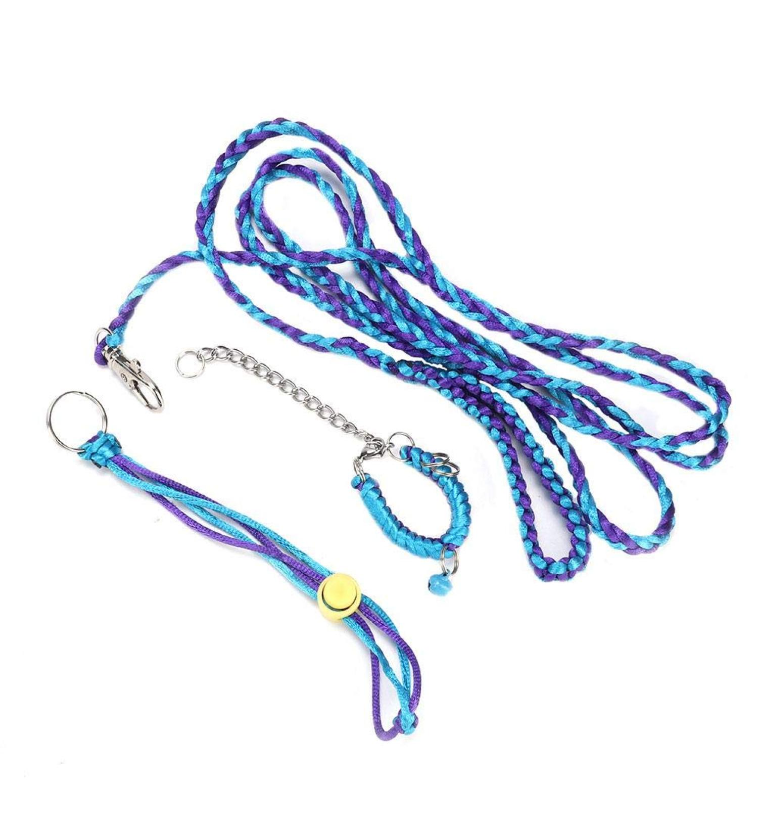 Hamster Harness Adjustable Small Pet Leash Outdoor Walking Training Lead with Bell Collar for Rat Mouse Squirrel 63.4-71.3inch(blue&purple) - Buy Online on SooperMarket.com