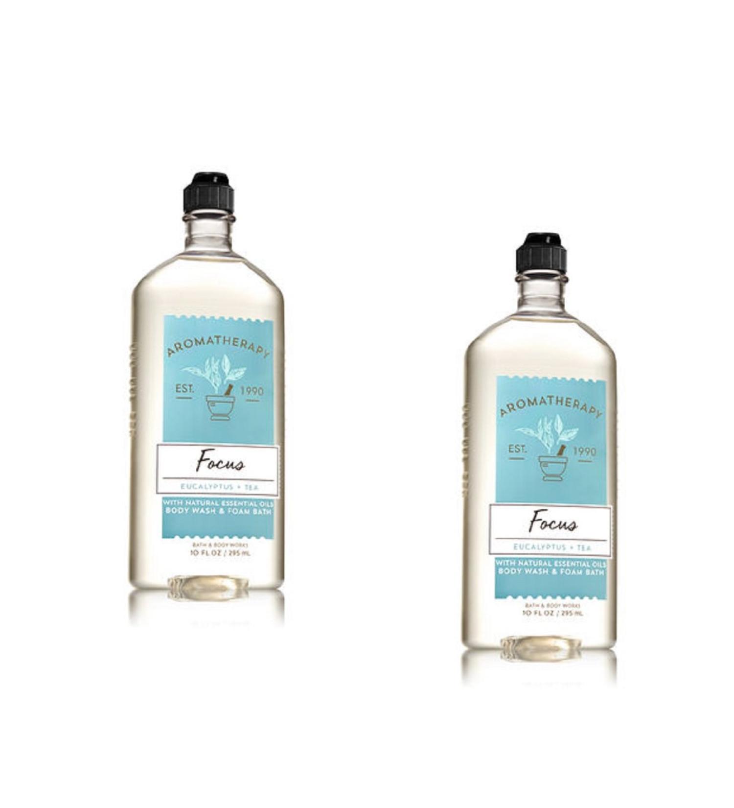 Lot of 2 Bath & Body Works Aromatherapy Eucalyptus Tea Body Wash & Foam Bath 10oz.