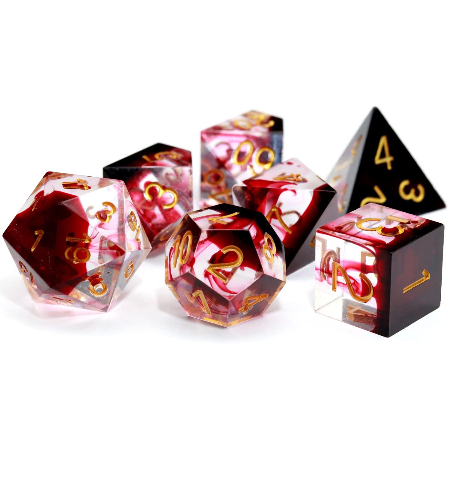 Haxtec Sharp Edge Red Blood Swirls DND Dice Set - Resin D&D Dice for RPG Dungeons and Dragons - Devil Soul Gift - Buy Online on SooperMarket.com