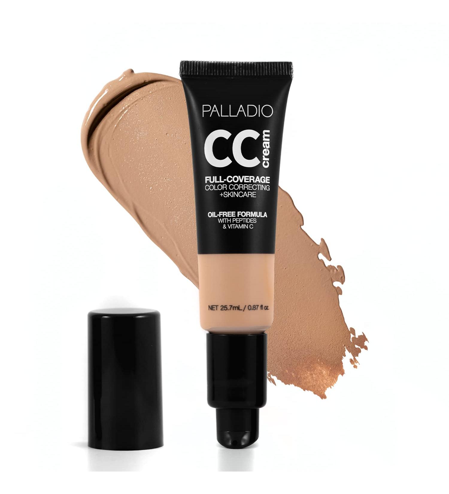 Palladio Full-Coverage Color Correction CC Cream Oil-Free | Tan 41N 25.70g | Corrects Redness & Uneven Skin Tone | Vitamin C & Peptides | Buildable Foundation - Buy Online on SooperMarket.com
