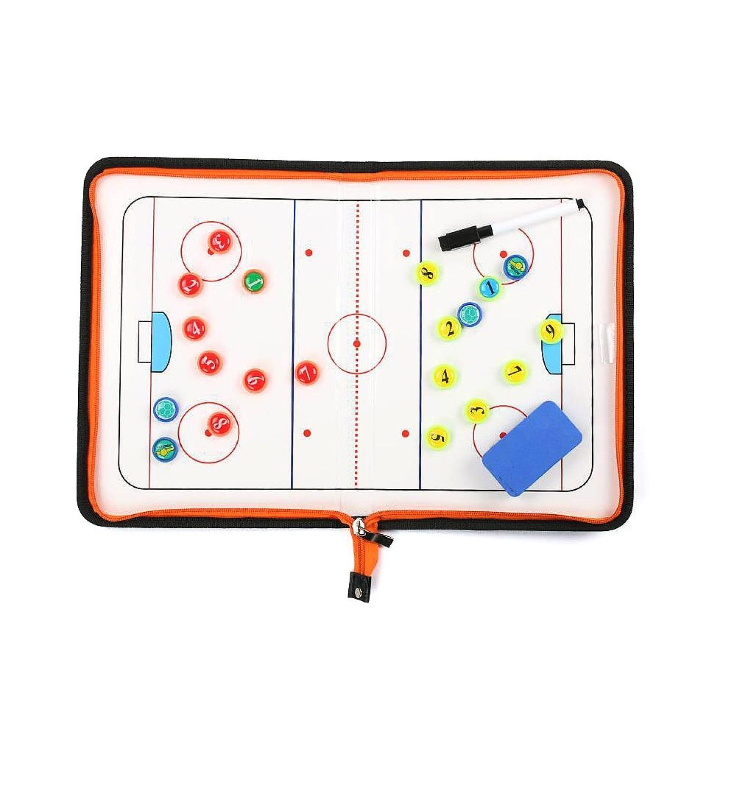 Wrzbest Ice Hockey Coaching Board - Zipper Closure, Strategy Tactics Clipboard for Coach Game Planning with Player Markers - Buy Online on SooperMarket.com