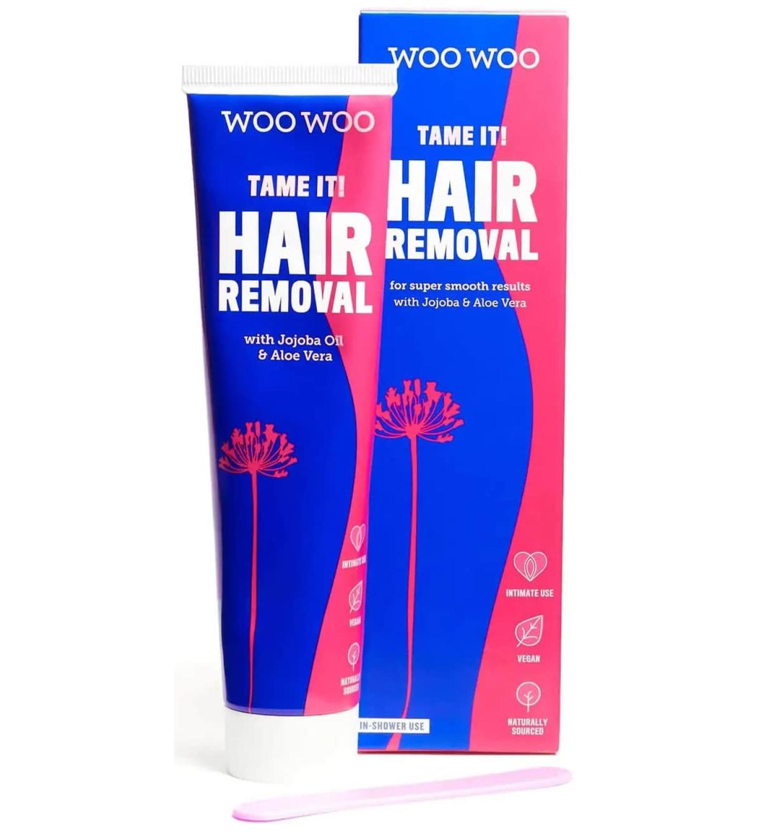 WooWoo Tame It! Natural Intimate Hair Removal Cream - Painless Vegan Depilatory for Sensitive Skin - 200ml Pack - Women's In-Shower Hair Remover with Aloe Vera - Buy Online on SooperMarket.com