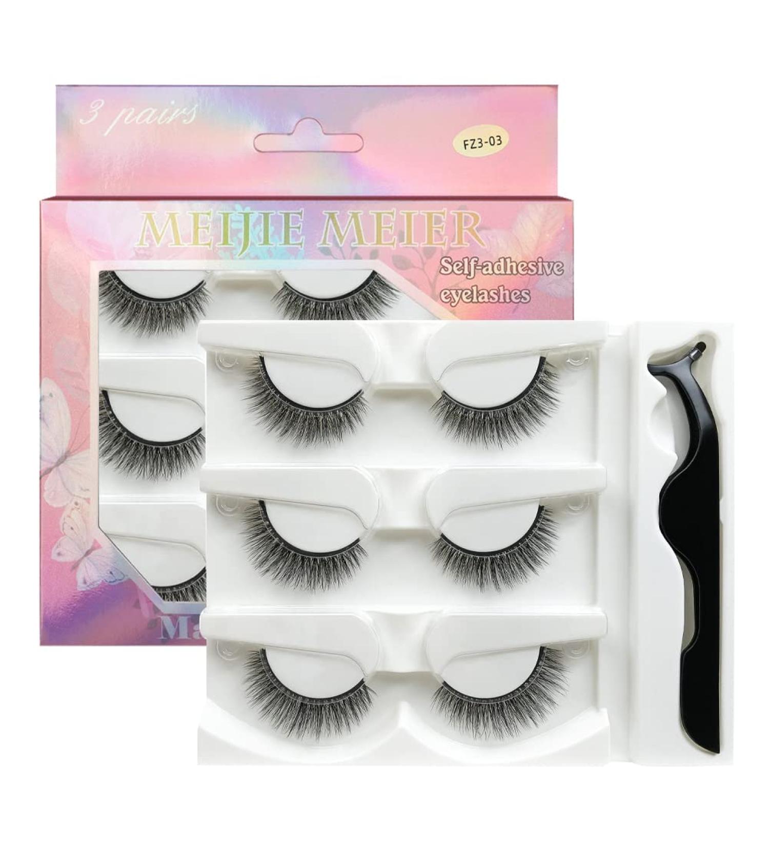 Cacacook Self-Adhesive Eyelashes - Reusable 3D Fluffy False Lashes | Glue-Free Natural Waterproof Long Eyelashes for Stunning Makeup - Buy Online on SooperMarket.com