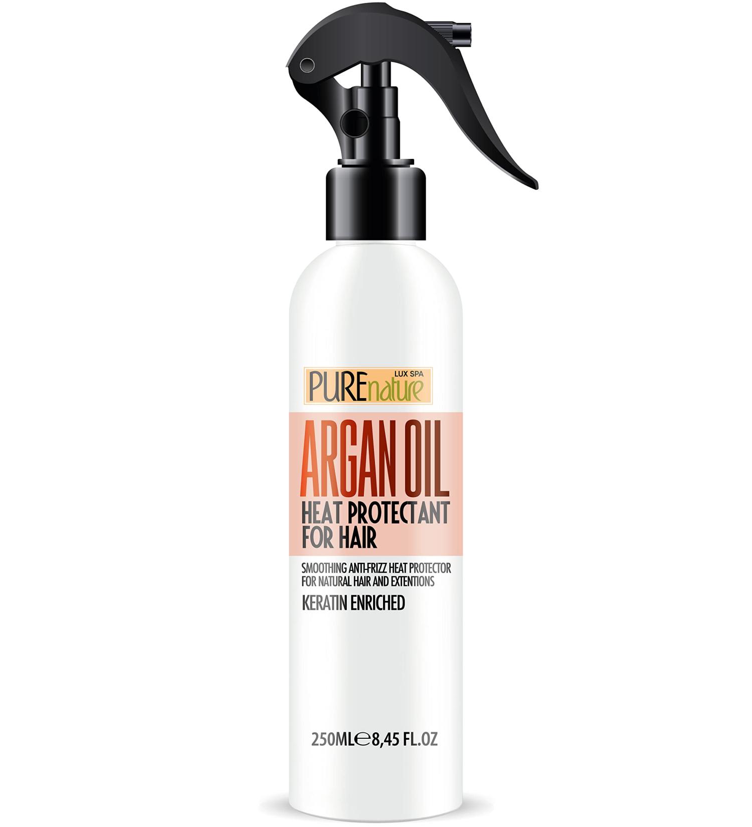 Moroccan Argan Oil Heat Protectant Spray with Keratin - Deep Conditioner for Dry Damaged Hair - Styling and Treatment Protection - Pure Nature Lux Spa - Buy Online on SooperMarket.com