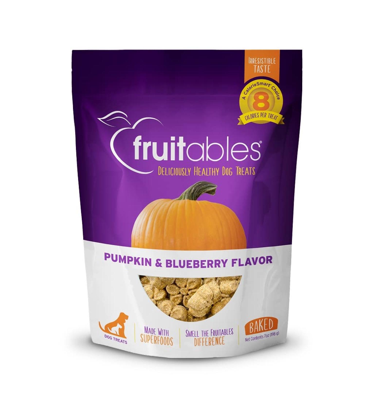 Fruitables Baked Dog Treats - Healthy Pumpkin & Blueberry Snacks | Low-Calorie, Wheat, Corn & Soy Free | 7 Oz - Buy Online on SooperMarket.com
