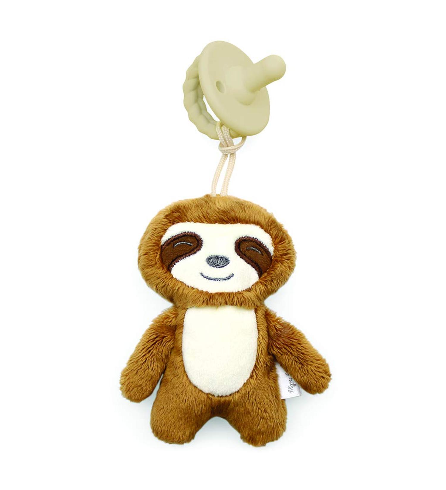 Itzy Ritzy Sweetie Pal Silicone Pacifier and Plush Pacifier Lovey 0+ Months Sloth 2 Piece Set