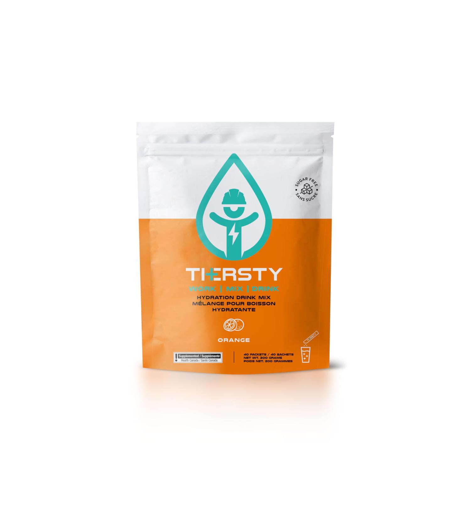 Thersty Electrolyte Powder ZERO Sugar Electrolyte Packets Designed for Rapid Hydration. All Natural Ingredients and Trusted by the World s most Demanding Insustries 40 Servings - Orange - Buy Online on SooperMarket.com