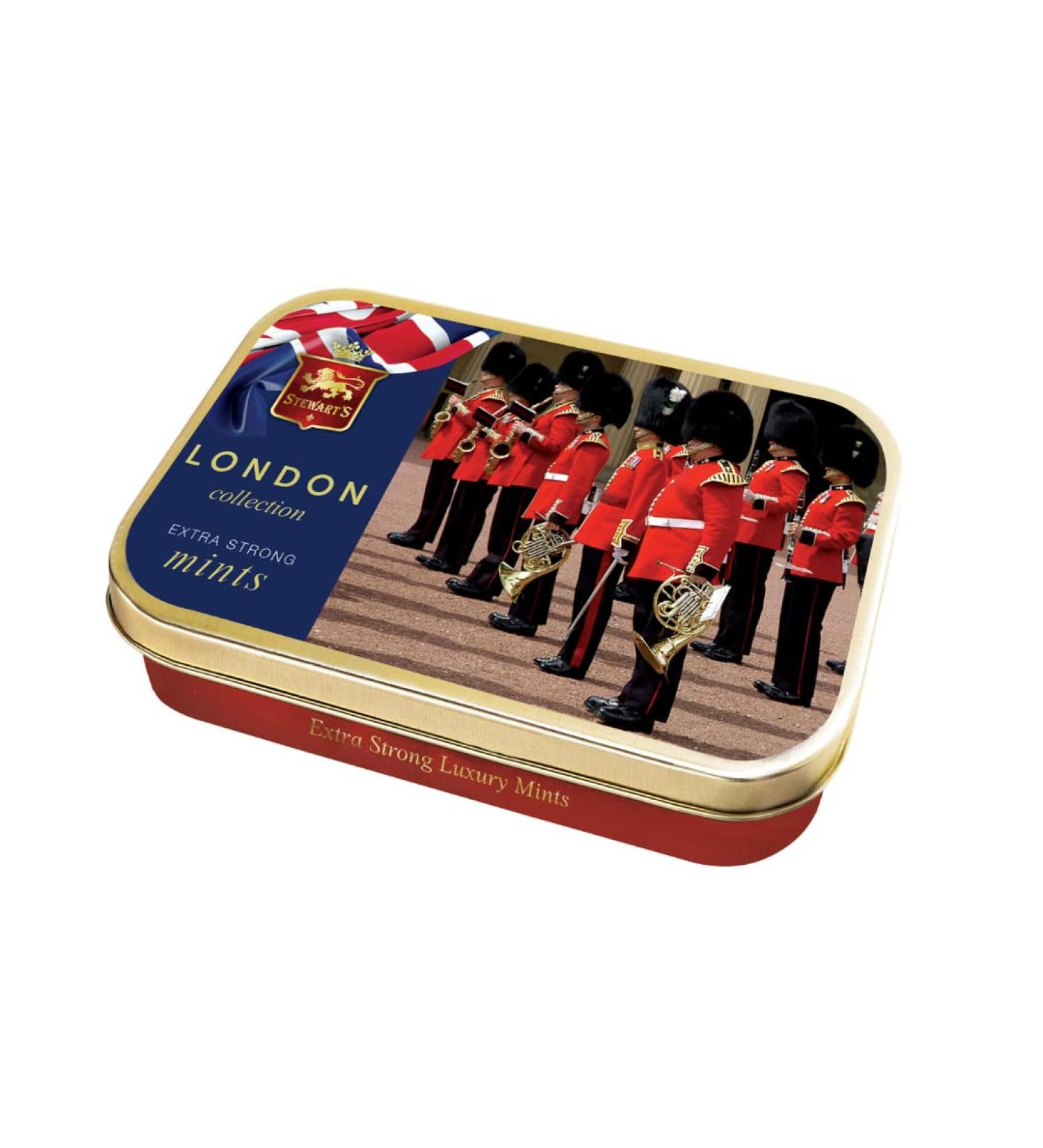 Stewart's - Royal Guards Tin Filled with Luxury Mints (40g) - Cool Refreshing Peppermint Flavour For Instant Breath Freshness Pocket Sized Collectable Tins Ideal for Gifting 1 x 40g Royal Guards Tin - Mints