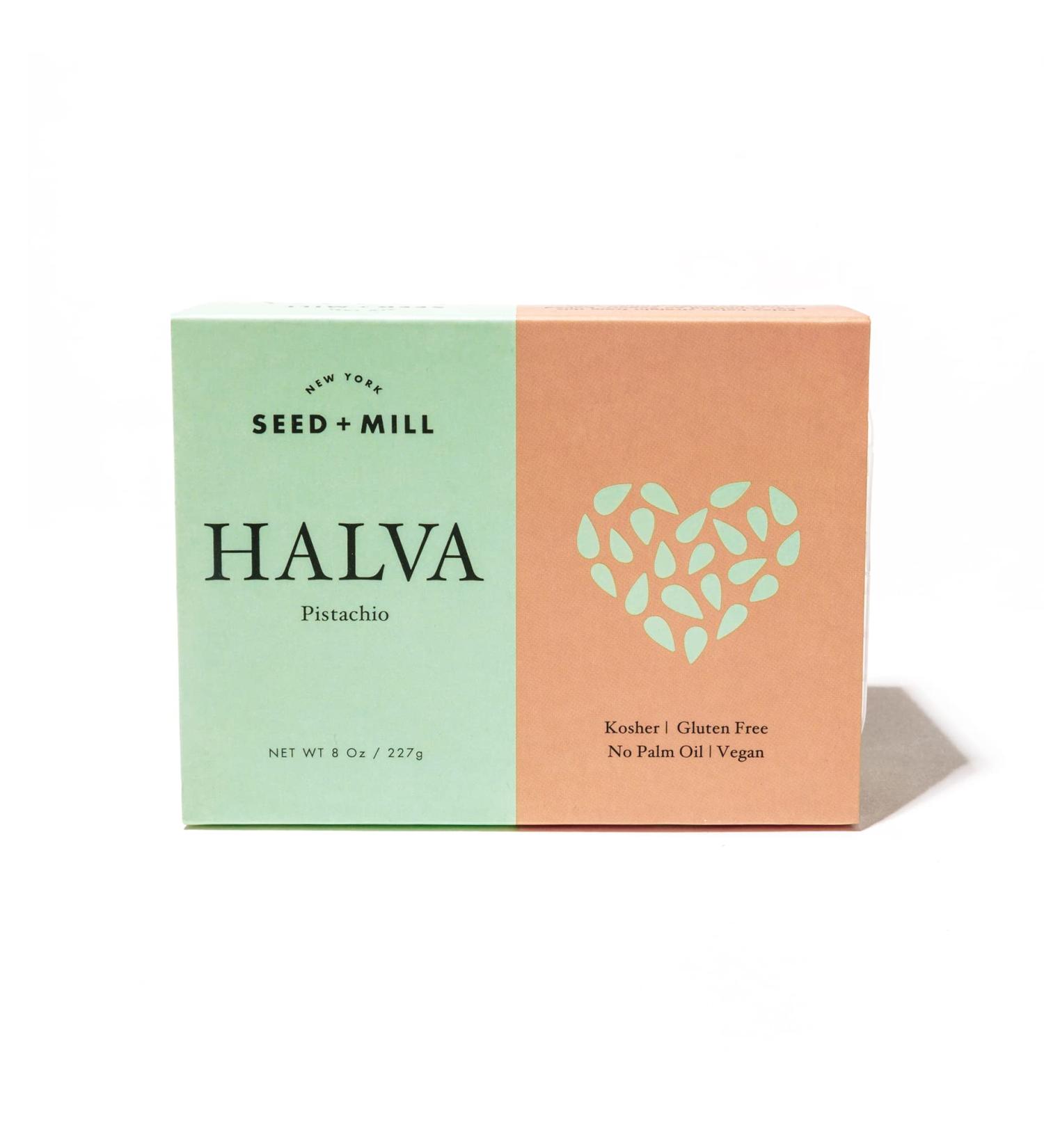 Seed + Mill - Halva - Pistachio - Vegan  Kosher  & Gluten Free - Enjoy this soft  fudgelike candy made out of sesame paste and dark chocolate. Great for snacking or as a dessert - 8 oz Pistachio 8 Ounce (Pack of 1) - Buy Online on SooperMarket.com