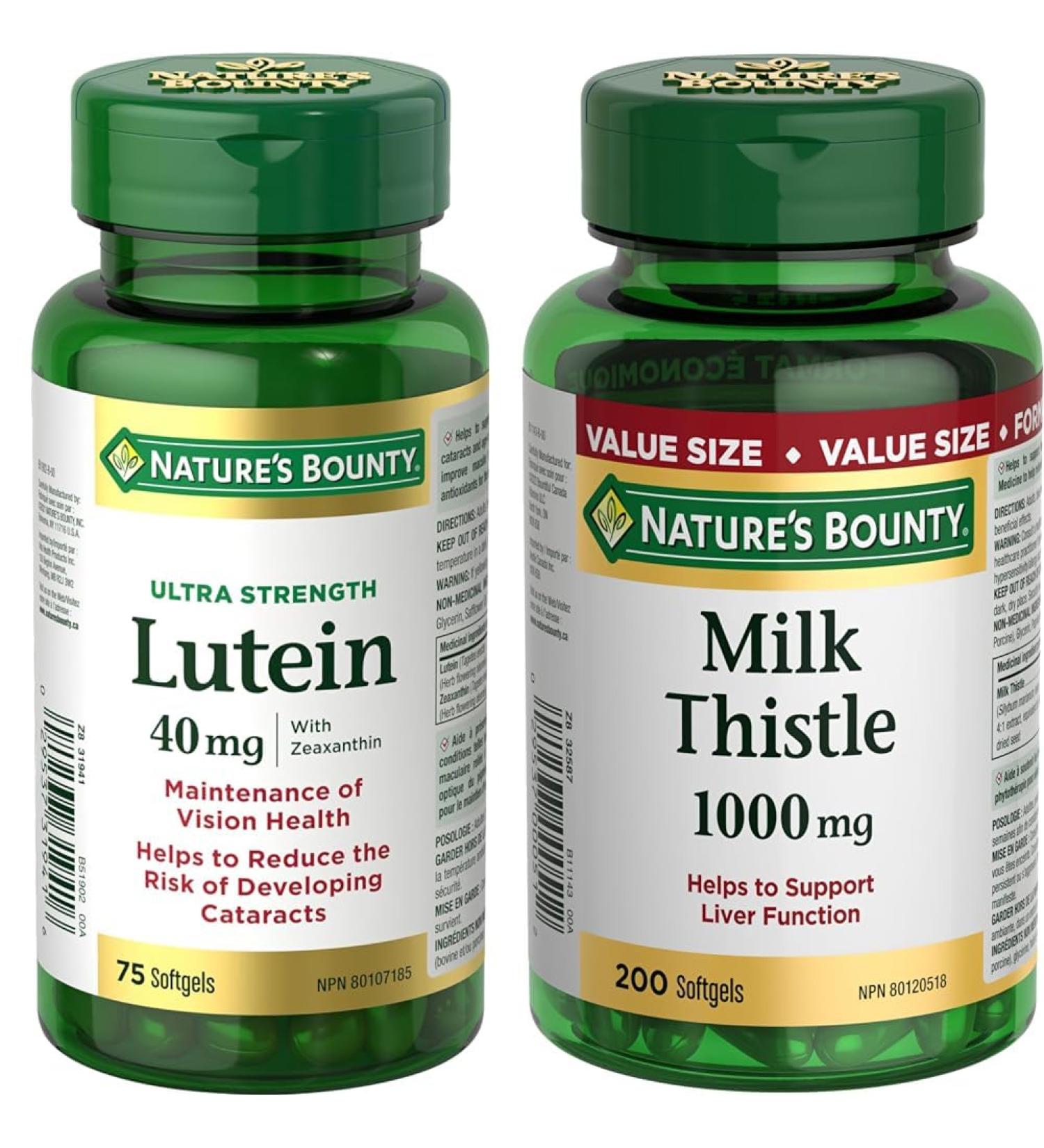 Nature's Bounty Ultra Strength Lutein 40mg with Zeaxanthin Eye Health Supplements Support Vision H & Milk Thistle Pills and Herbal Health Supplement Helps Supports Liver Function SUPPLEMENT + SUPPLEMENT 800949 - Buy Online on SooperMarket.com
