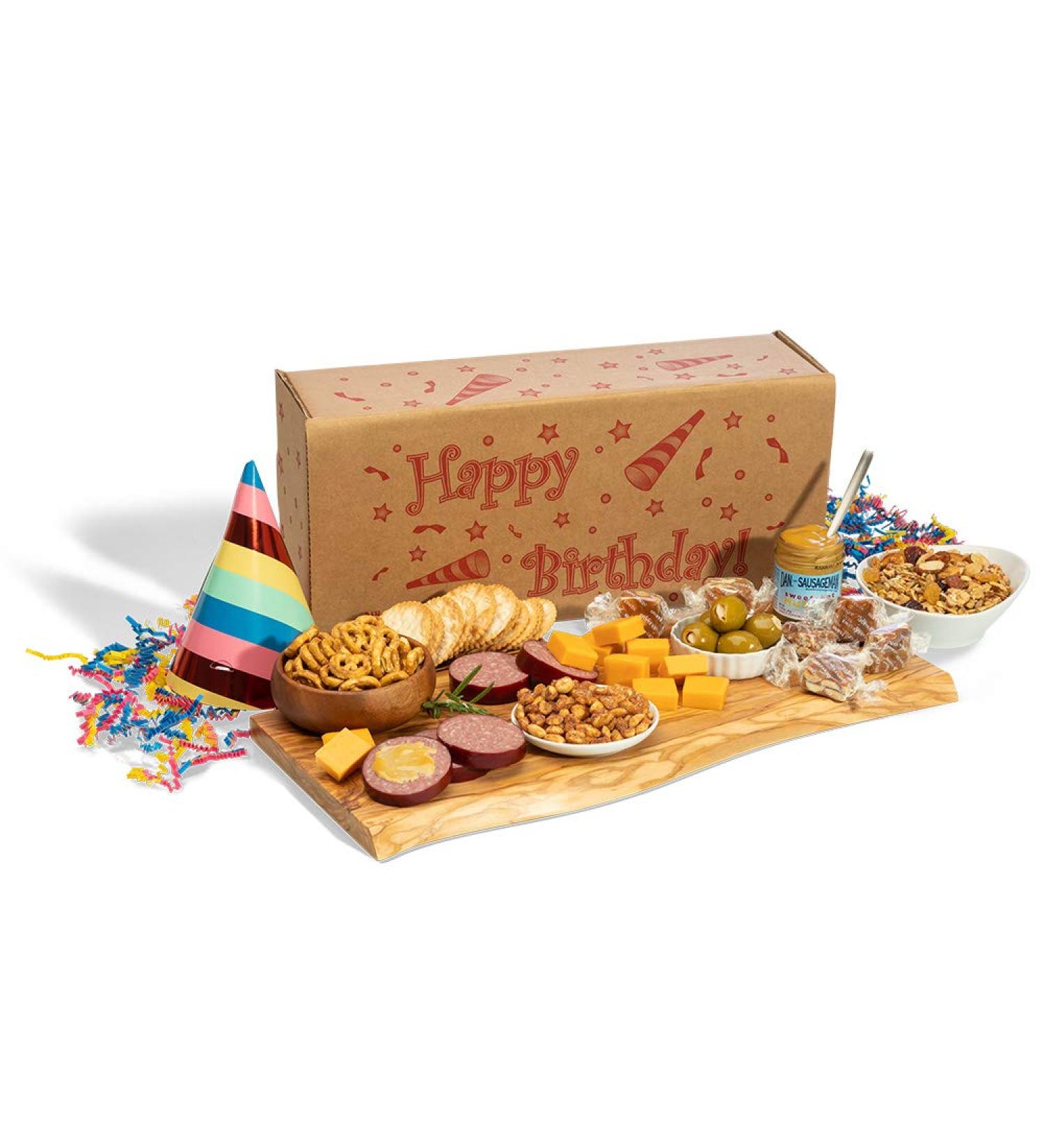 Dan the Sausageman Happy Birthday Box - Beef Summer Sausage, Wisconsin Cheese, Sweet Hot Mustard - Buy Online on SooperMarket.com