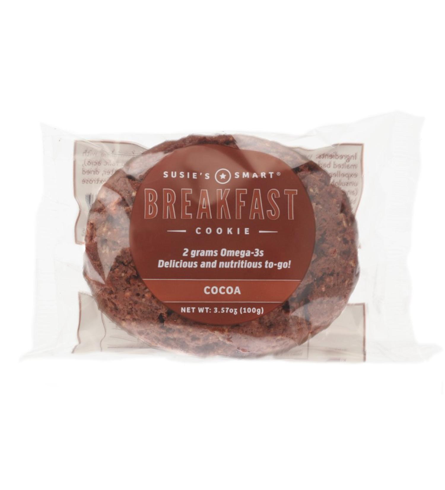 Susie's Smart Breakfast Cookie - Omega-3 and Protein Rich Cocoa Flavor - 63 Ounce (Pack of 18) - Buy Online on SooperMarket.com