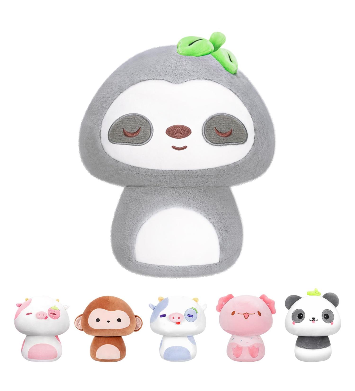 Mewaii 14 Soft Gray Sloth Mushroom Pillow Stuffed Animal Plush - Cuddly Gray Sloth Plushie Toy for Kids - Buy Online on SooperMarket.com