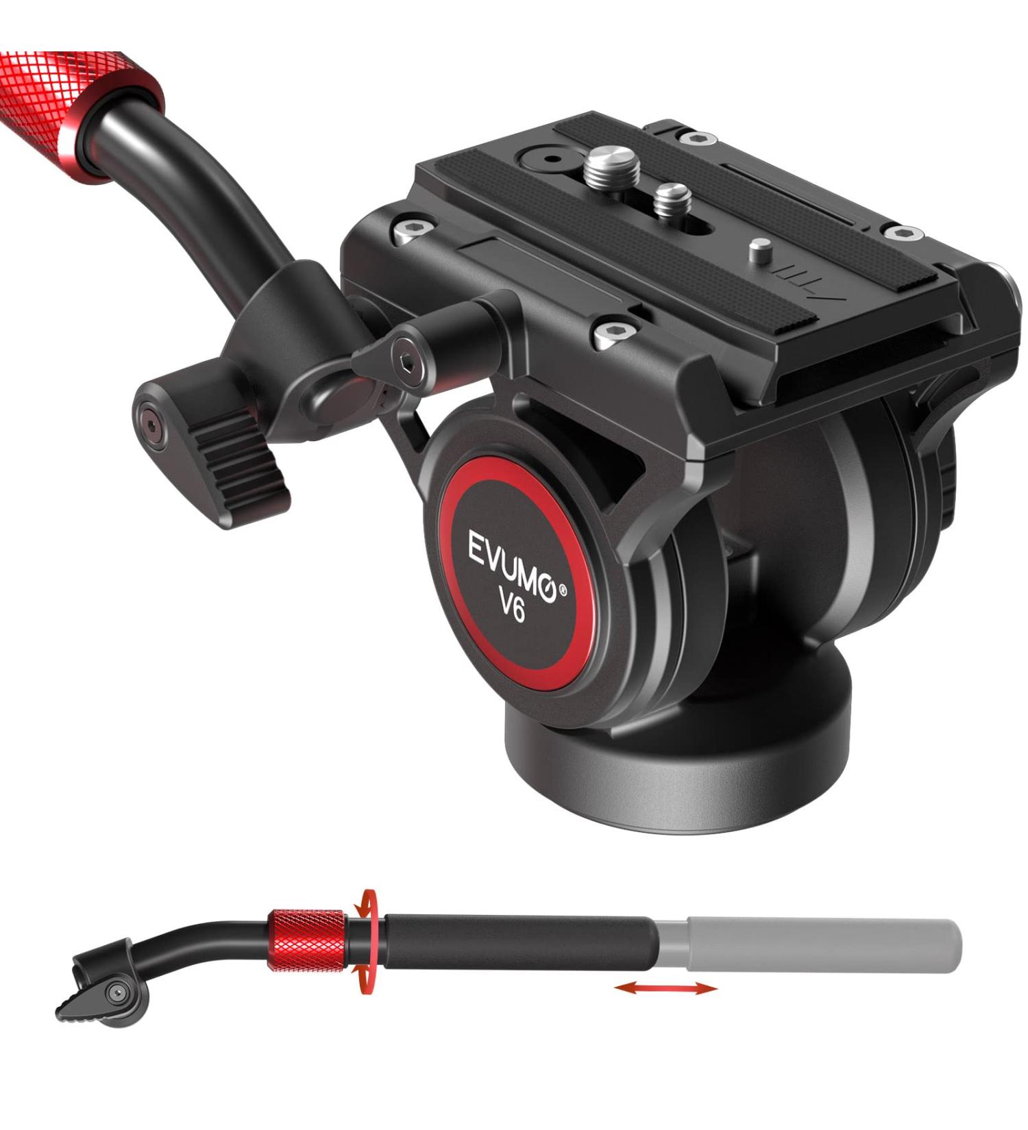 V6 Professional Video Fluid Head Mount for DSLR Cameras & Camcorders - Max Load 17lbs/8kg - Buy Online on SooperMarket.com