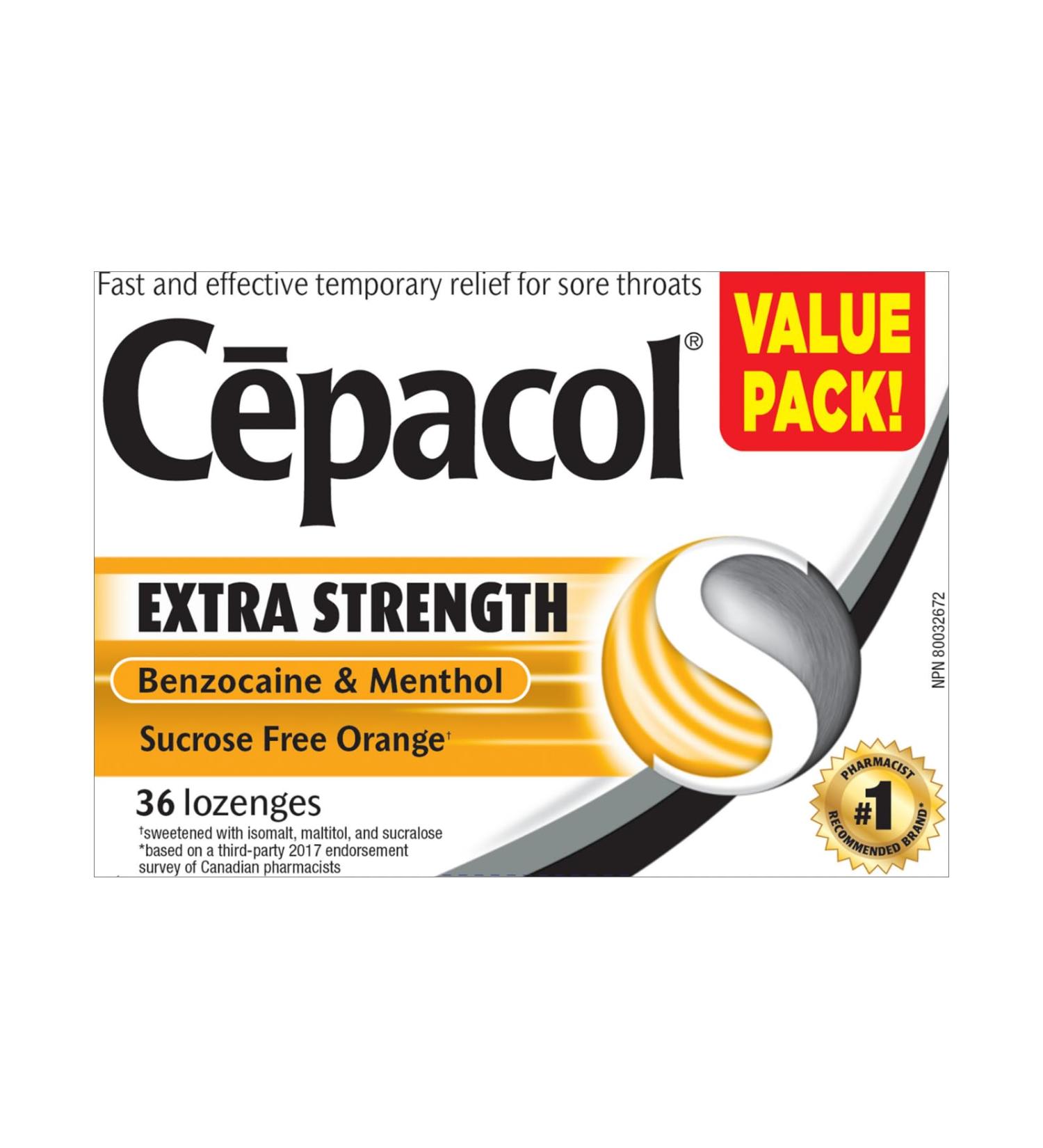 Cepacol Extra Strength Sucrose Free Orange Sore Throat Lozenges Value Pack 36 ct - Buy Online on SooperMarket.com