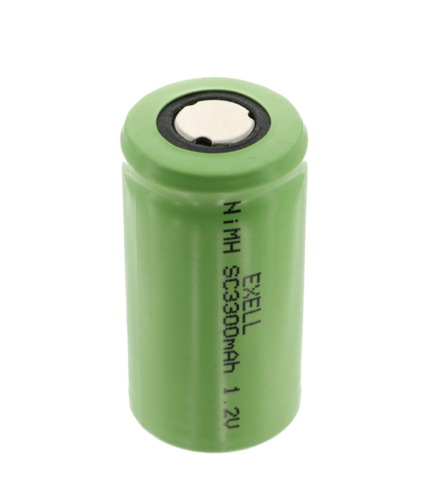 Exell 1.2V 3300mAh NiMH SubC Size Rechargeable Flat Top Battery use with electric razors toothbrushes high power static applications (Telecoms UPS and Smart grid) electric tools electric mopeds