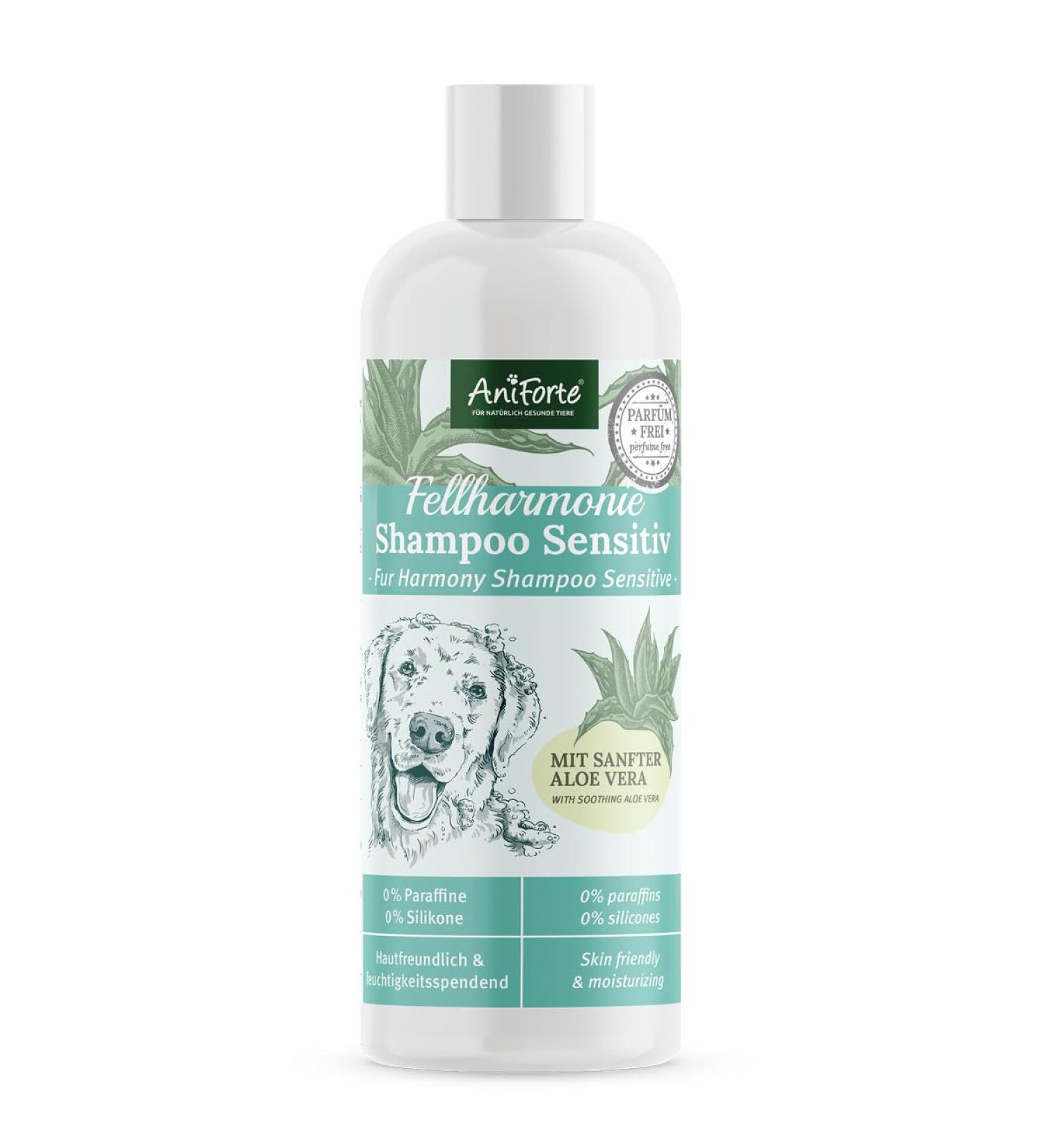 AniForte Fellharmonie Dog Shampoo Sensitive with Aloe Vera 200ml - Gentle Care for Sensitive Dogs Easy-Combing Fur Dye & Perfume-Free - Buy Online on SooperMarket.com