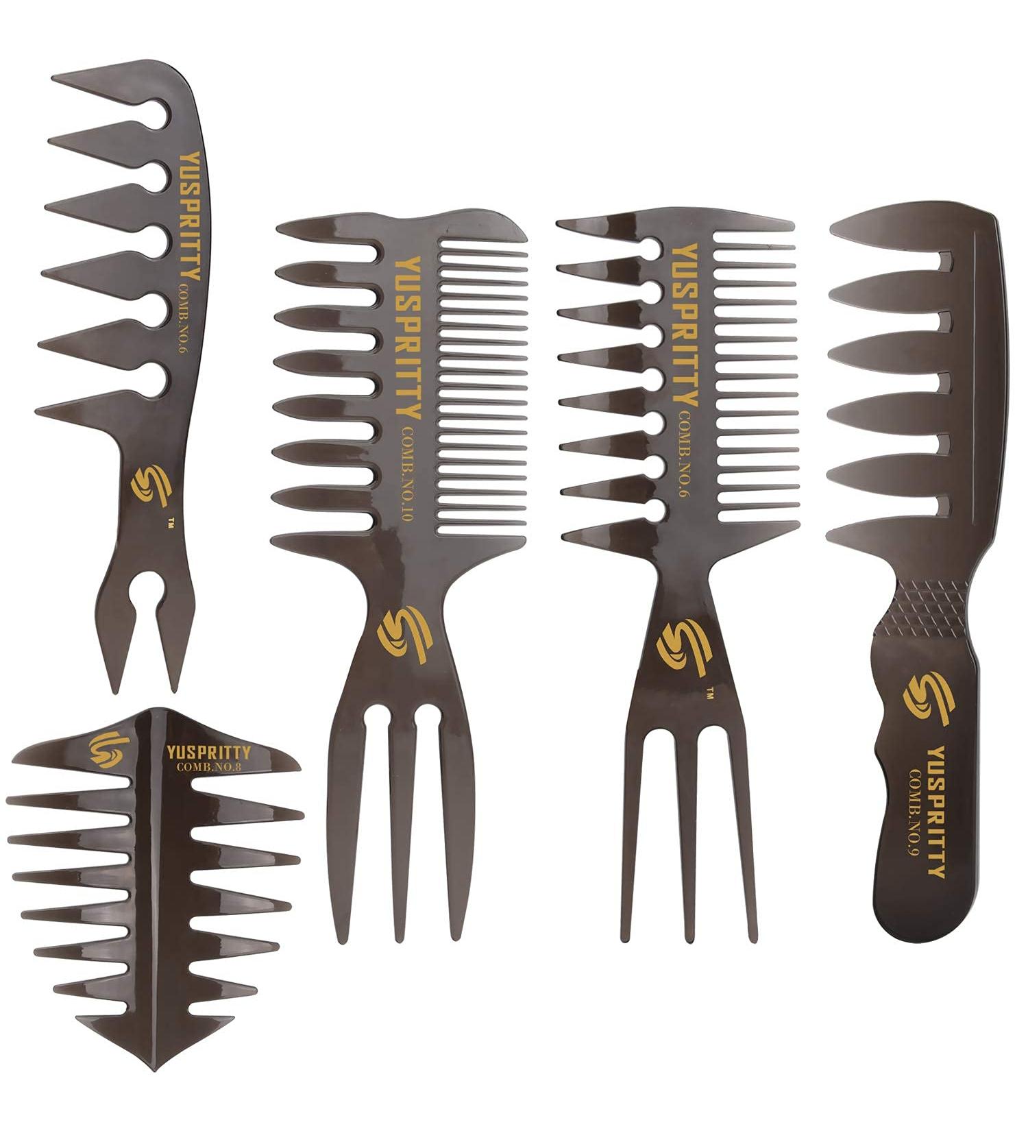 Noverlife 5PCS Men's Pompadour Hairstyling Combs - Professional Wide Teeth Texture Comb Set for Slicked Back Hairstyle - Buy Online on SooperMarket.com