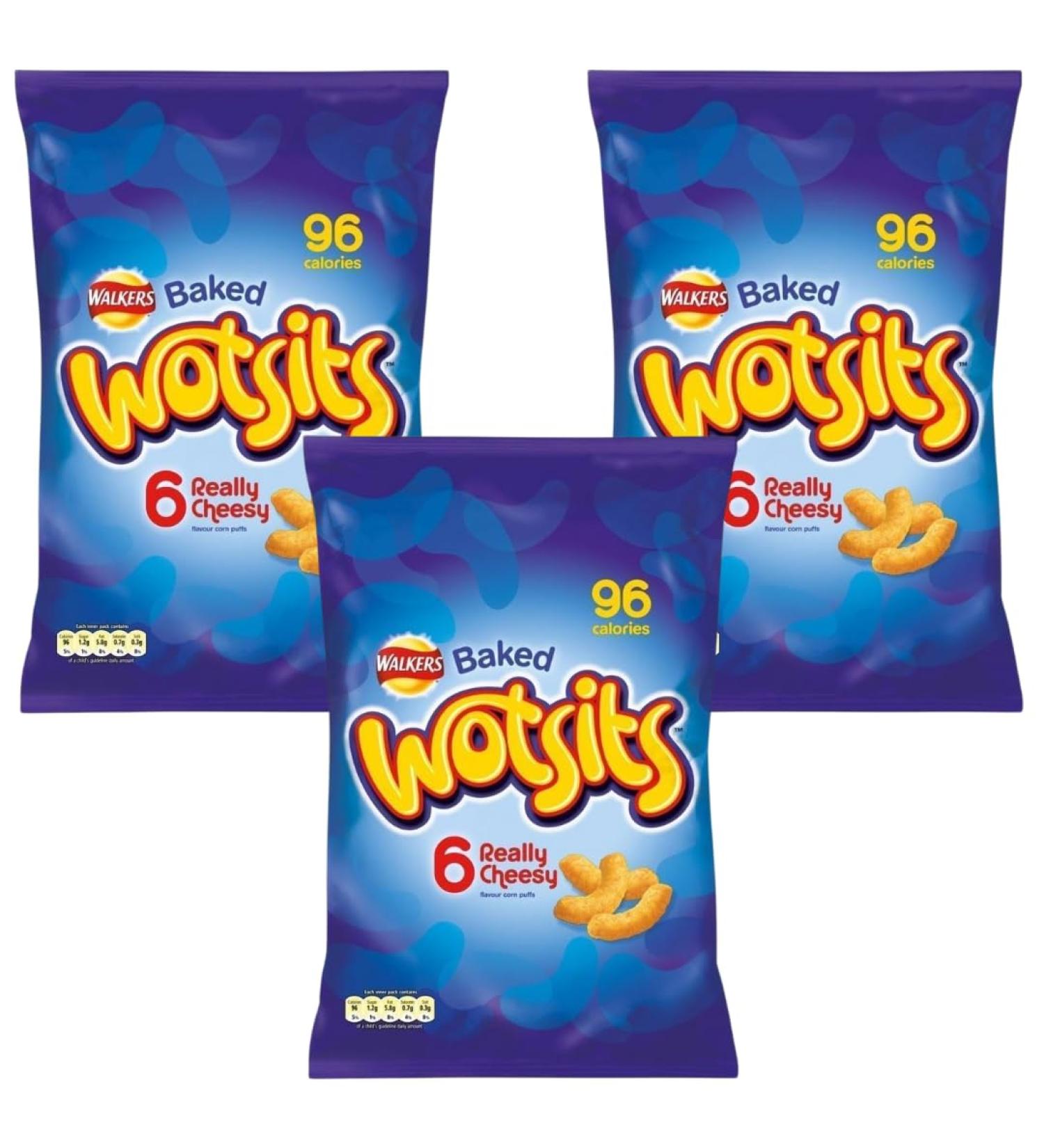 Crisps Bundle with Walkers Baked Wotsits Really Cheesy Flavour Corn Puffs 6 x 16.5g (3 Pack)