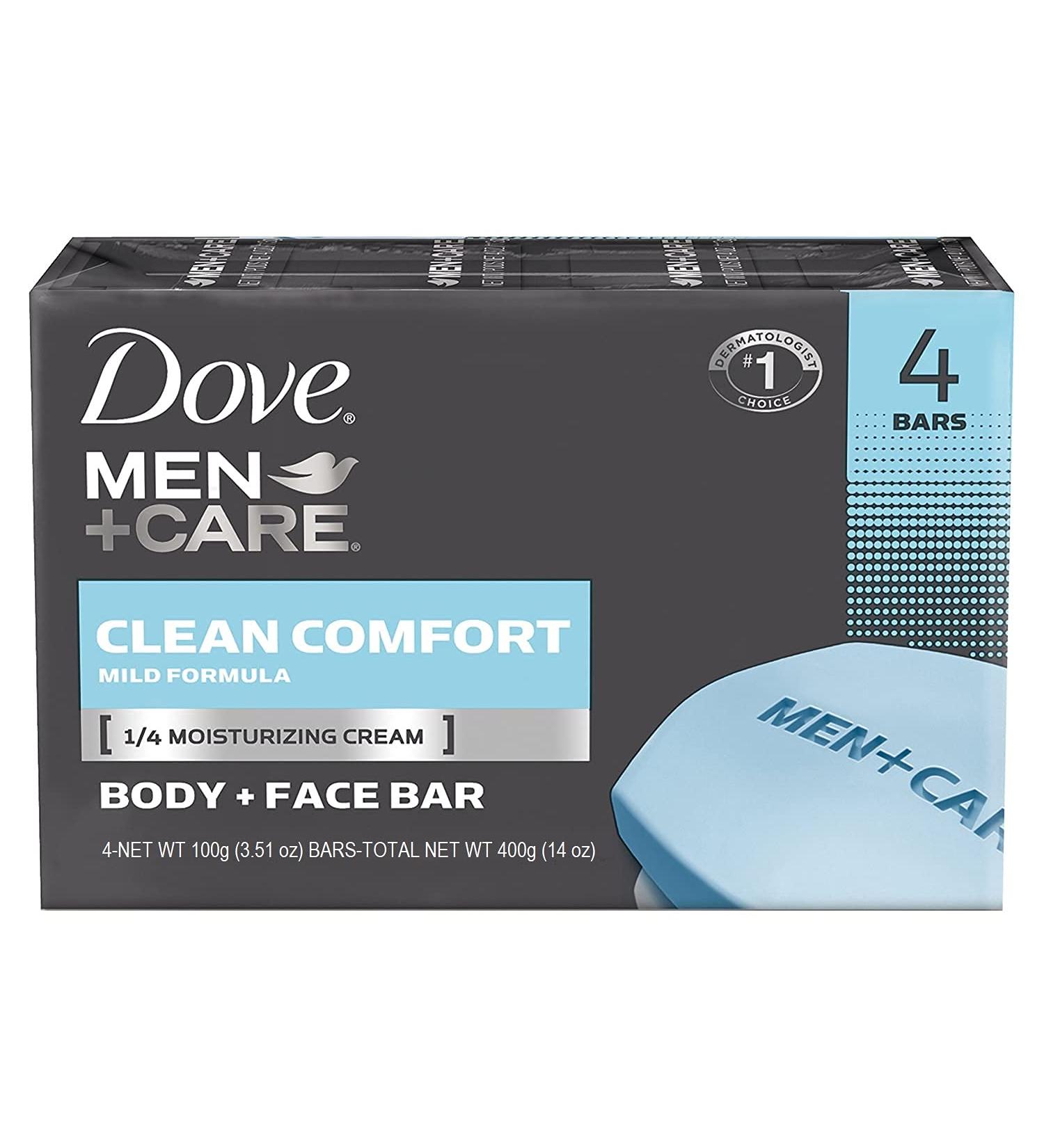 Dove Men Care Clean Comfort Body + Face Bar Soap 3.51 oz (100g) - 4 Bars - Buy Online on SooperMarket.com