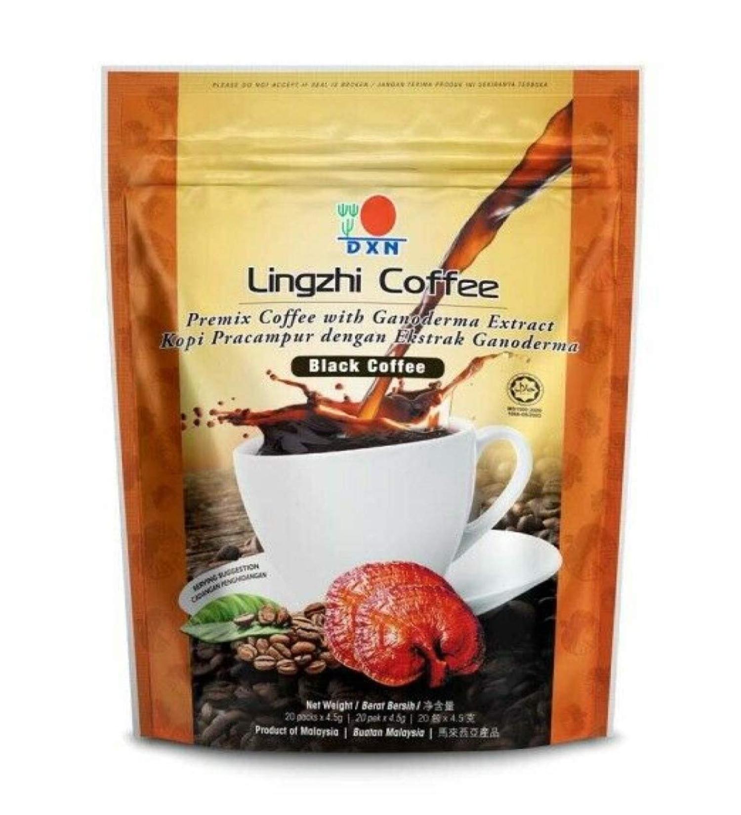 Dxn Lingzhi Black Coffee with Ganoderma 0.15 oz (Pack of 20) - Organic Reishi Mushroom Infused Brew - Buy Online on SooperMarket.com