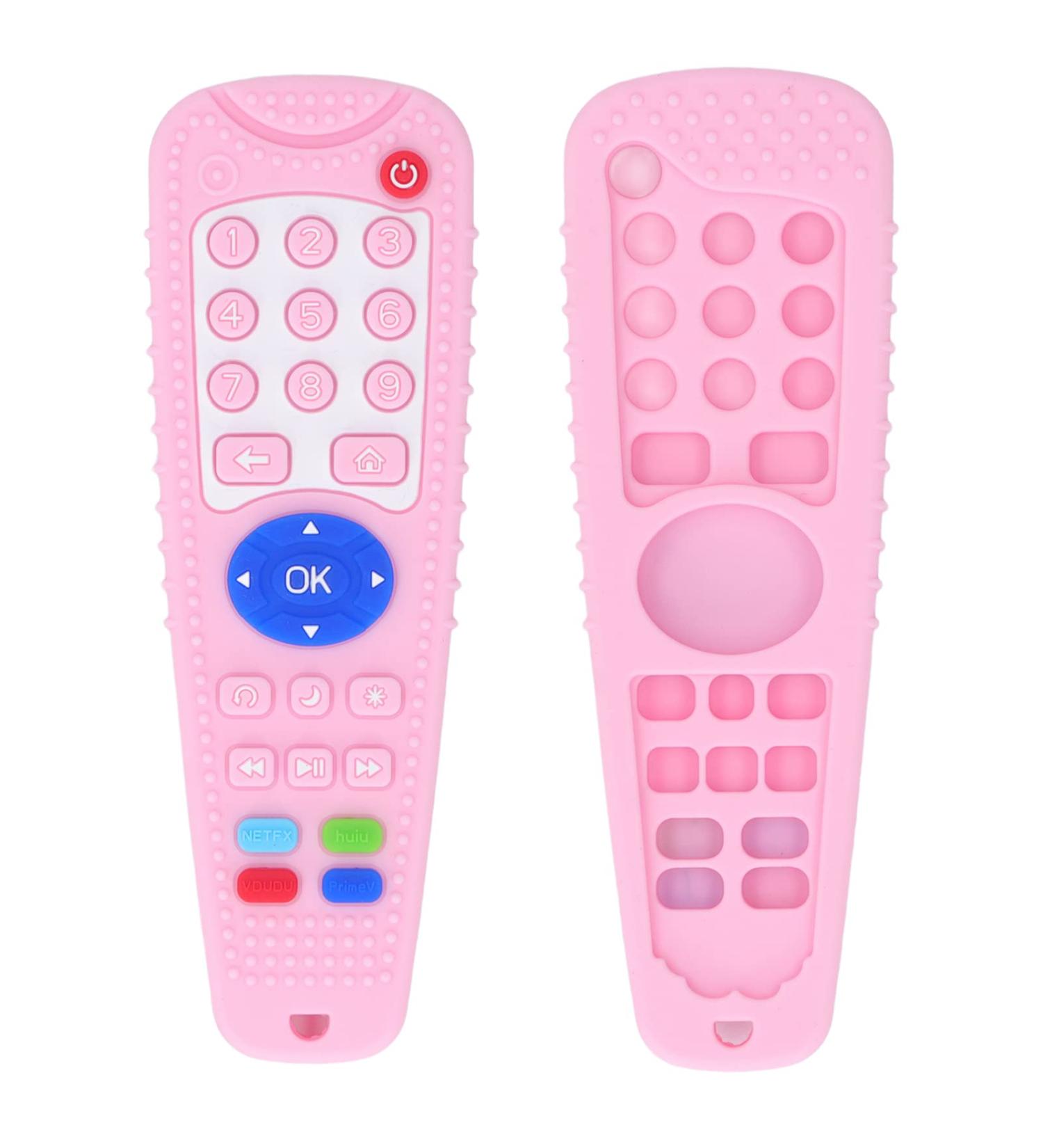 Soft Silicone Teether Toy for Babies - Pink Remote Control Design for Safe Gum Relief - Buy Online on SooperMarket.com